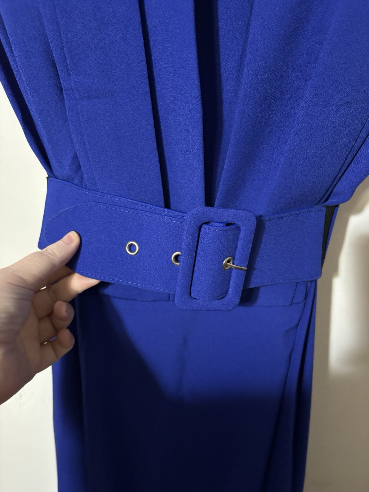 City Chic Royal Blue Panel V-Neck Belted Dress Size 20 New