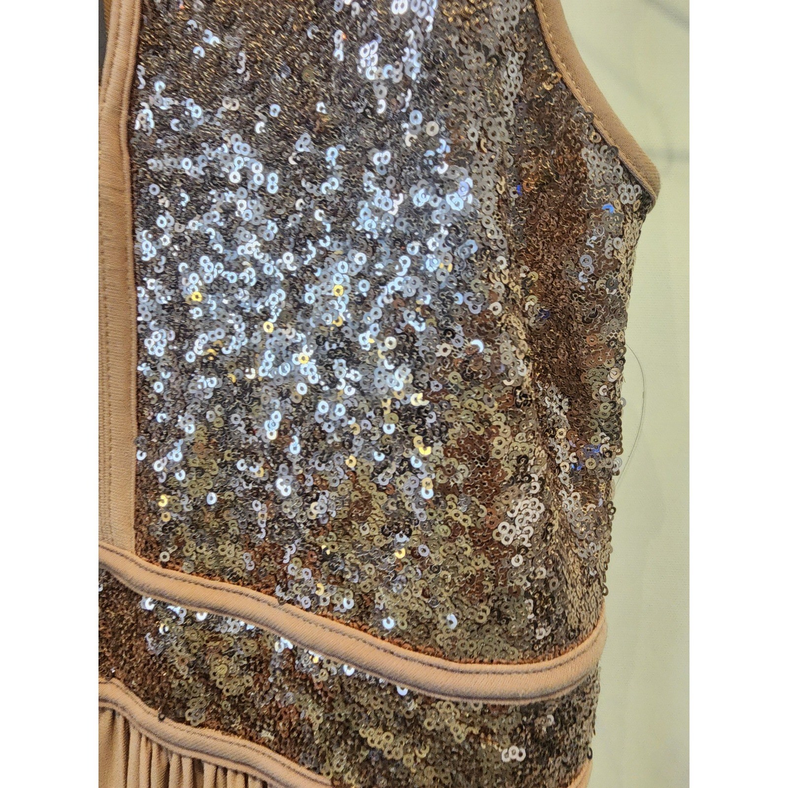 Morgan & Co Rose Gold Sequin Halter Keyhole Maxi Dress Gown Pink Size 5 NEW