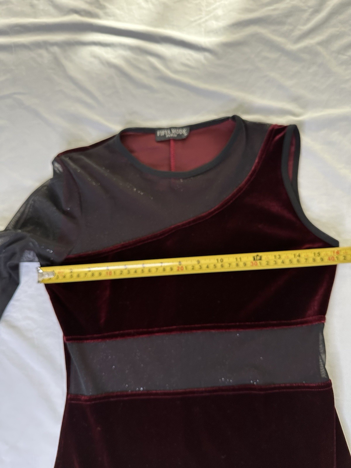Paris Velvet Mesh Asymmetrical Mini Dress Burgundy One Sleeve Bodycon Dress S