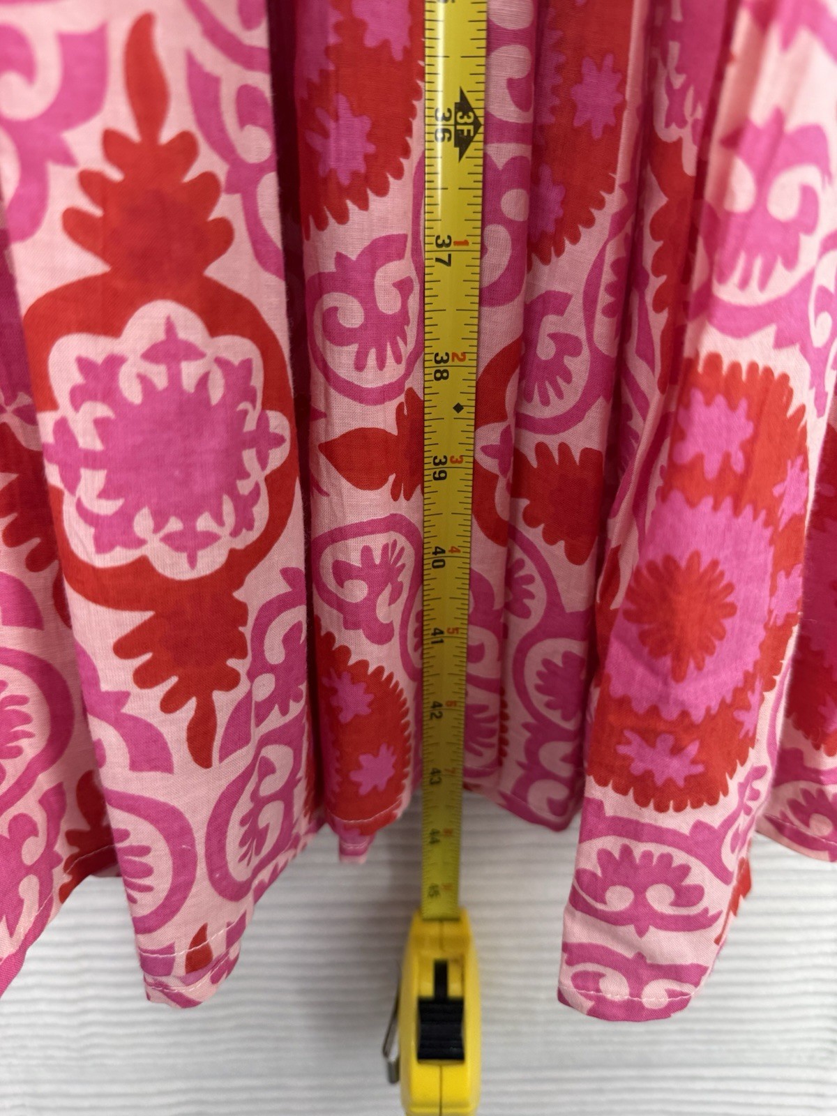 Sal Rosa Ruffle Flutter Sleeve Cotton Midi Vibrant Dress Pink Red Size 10