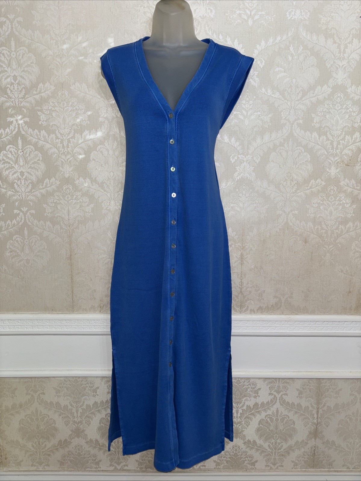 NWT Grey State Button Front Sleeveless Midi Washed Millie Dress Size L $98