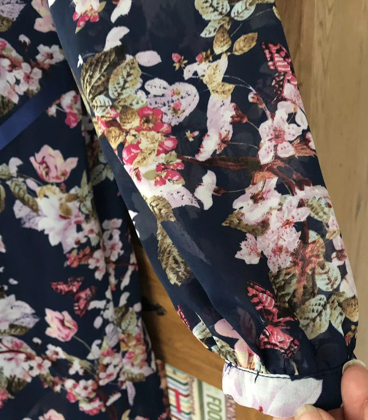 Atmosphere Navy Chiffon Shift Dress – Floral – Size 12 – Used – Good Condition