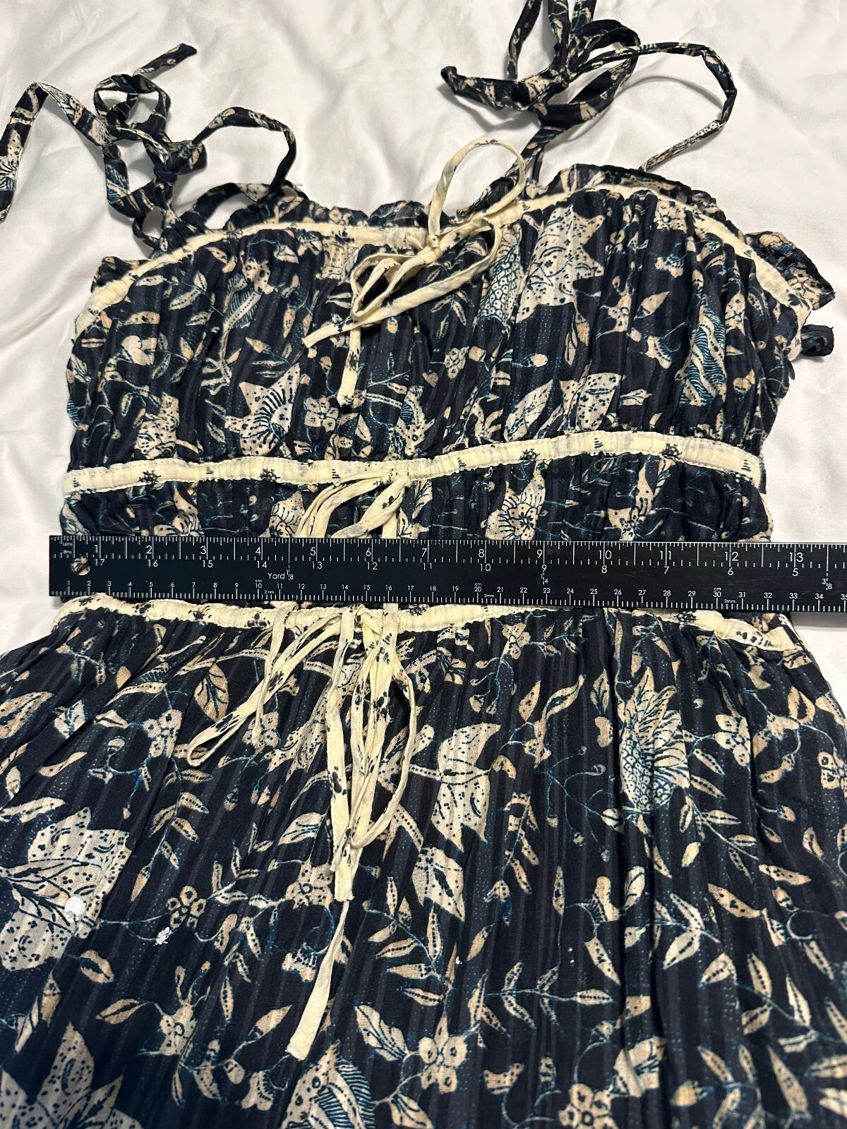 Ulla Johnson Indah Smocked Bodice Floral Midi Dress Black Cream Sz 4