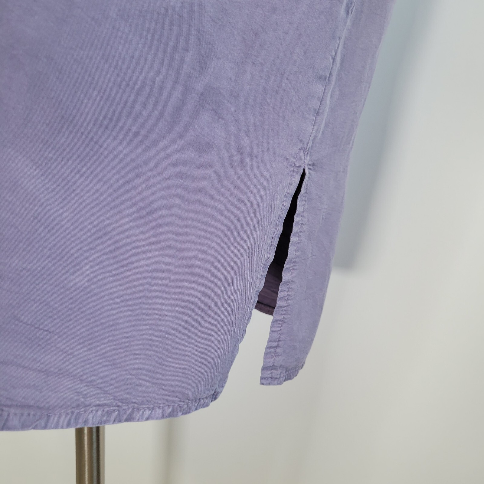 LUUKAA Dusty Purple Midi Shift Dress Size 12 Sleeveless Cowl Pockets Lagenlook