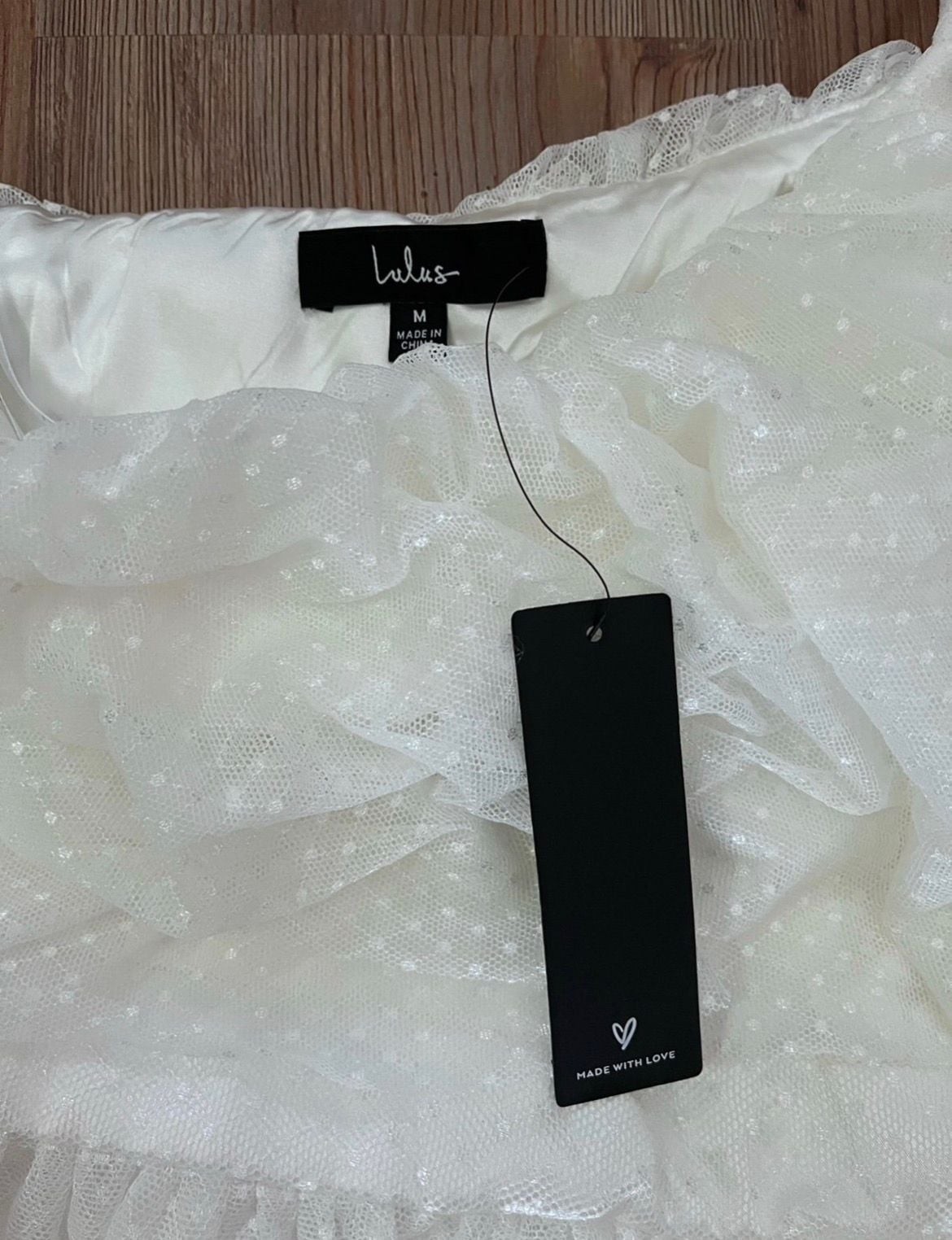 Lulus White Swiss Dot One-Shoulder Ruffle Mini Dress with Tie Strap