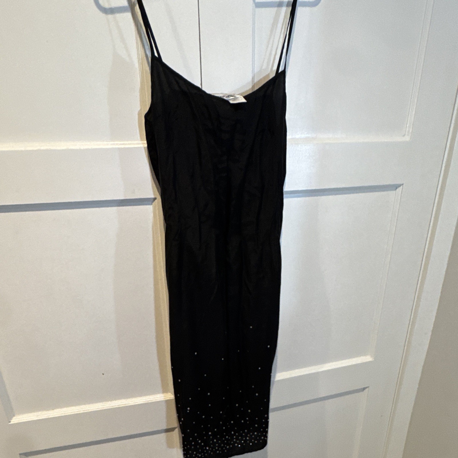 Sportmax Made in Italy Black Silk Strappy Dress Size 42 USA Size 8 Small