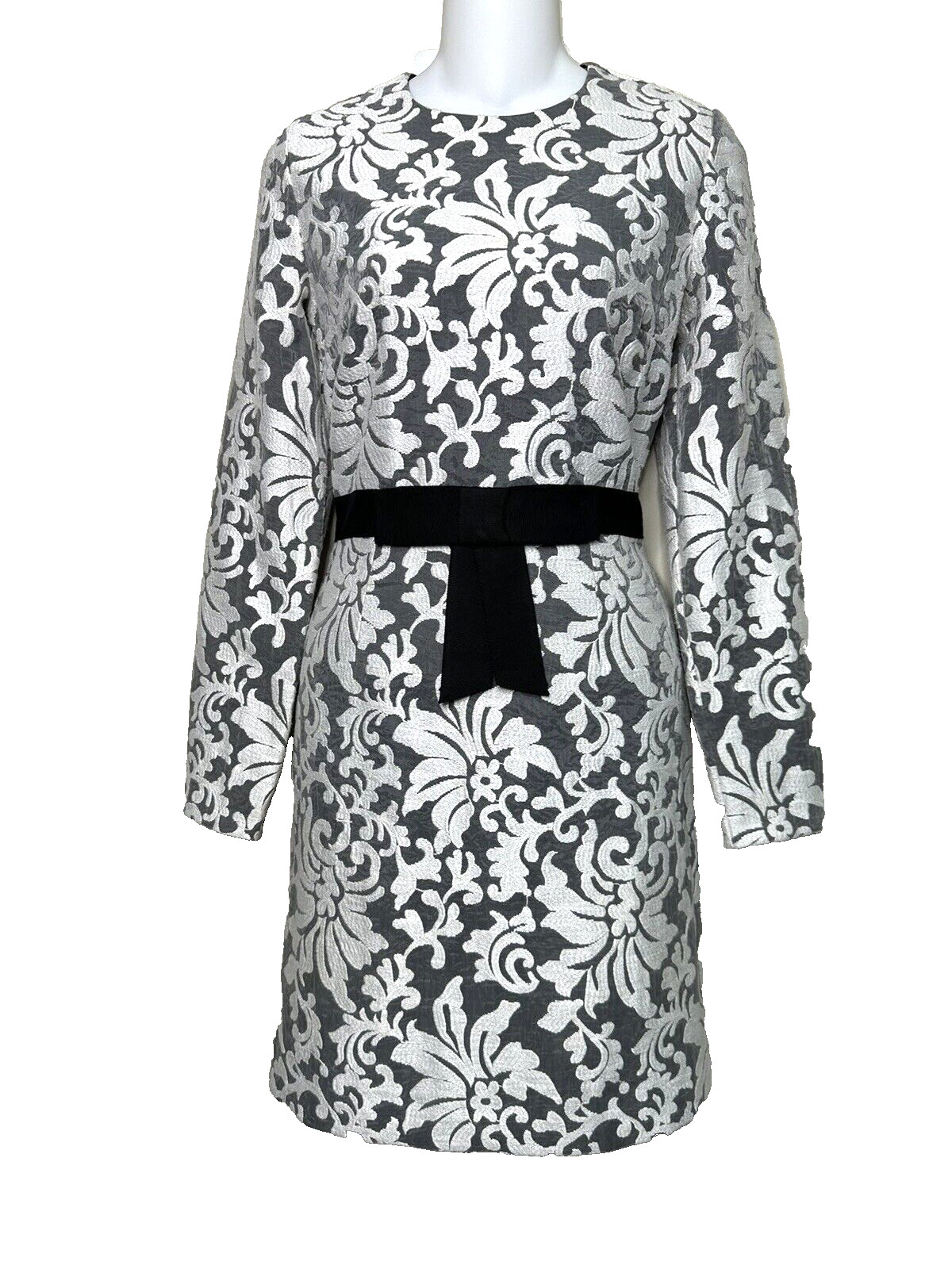 Draper James Gray & White Embroidered Fabric Dress Occasion Long Sleeve~ 4