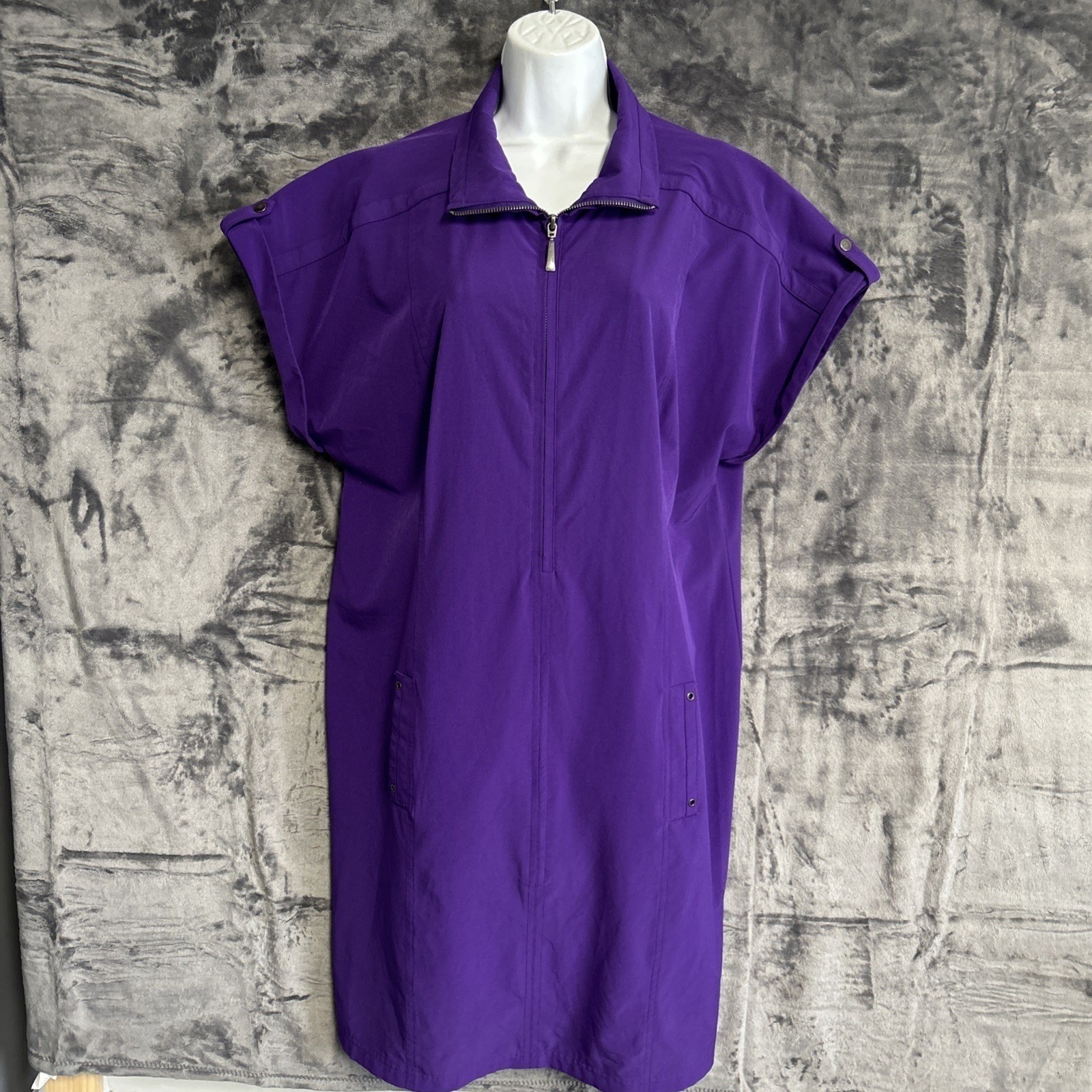 Peck Peck Weekend Women’s Large Purple 1/4 Zip Shirt Midi Dress Stretch READ!