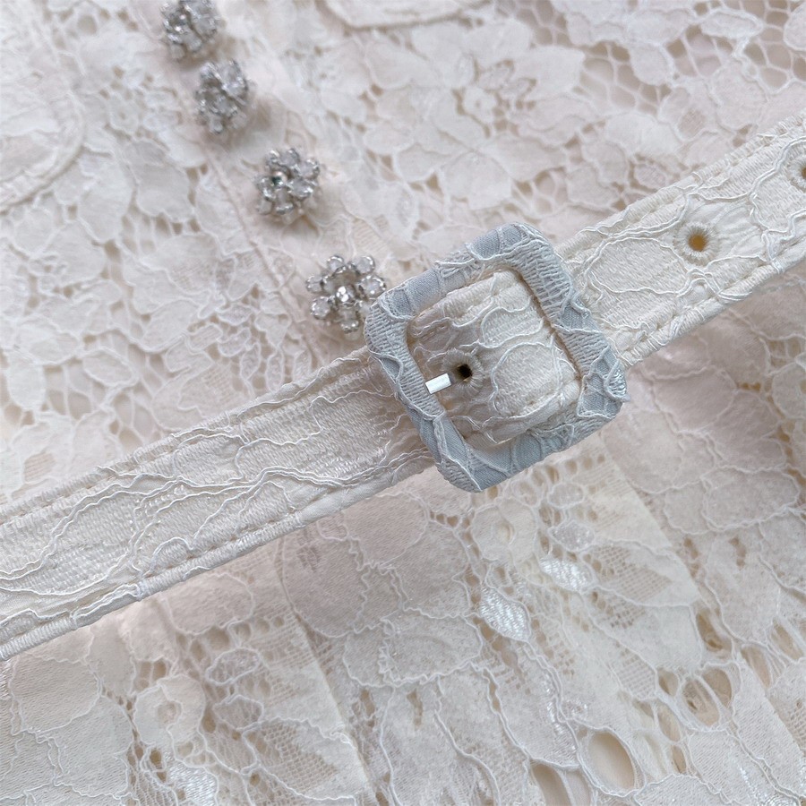Self-Portrait Doll collar drill Flower Lace Hollowed-out Dresses Belt