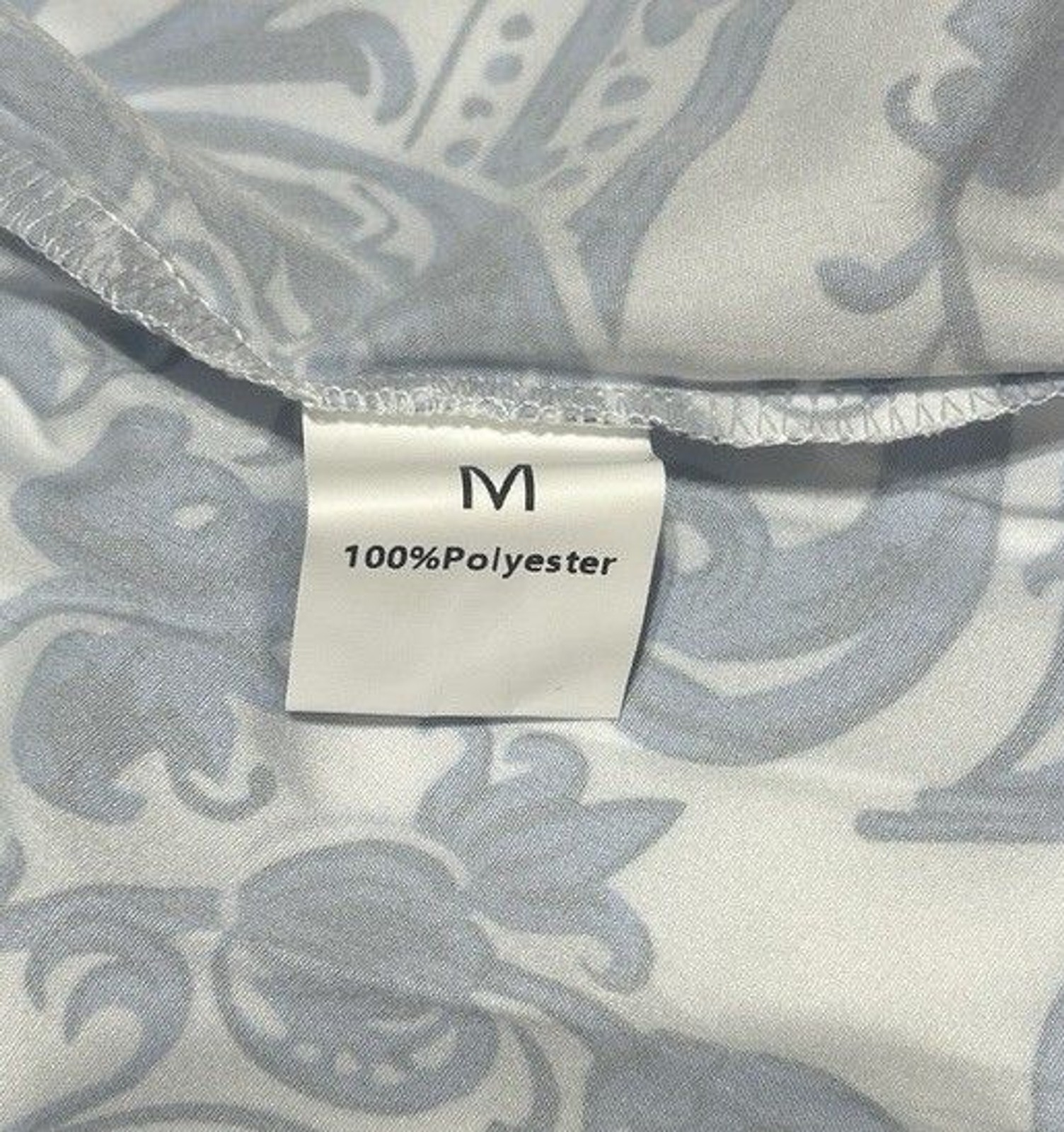 Womens Blue White Majolica Tile Print Dress Medium Smocked Baroque Mediterranean