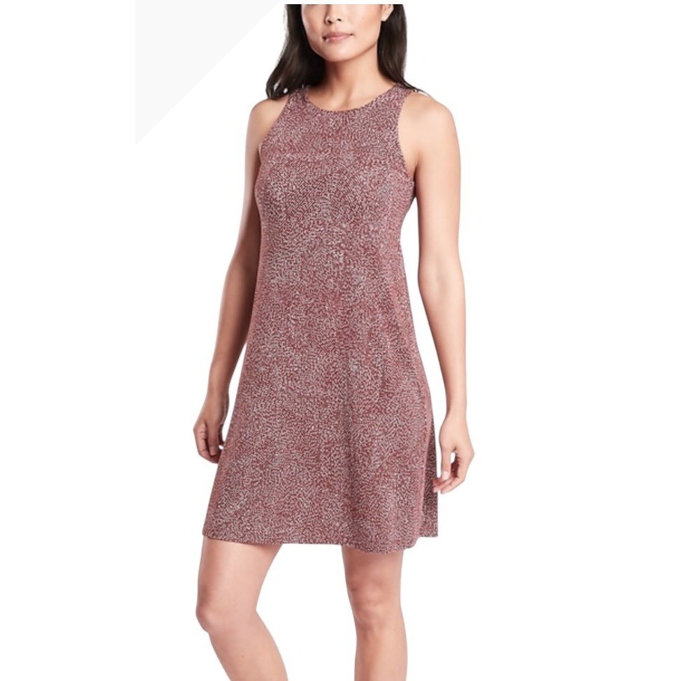 Athleta Dress Women XL Red White Printed Sleeveless Santorini Mini Athletic