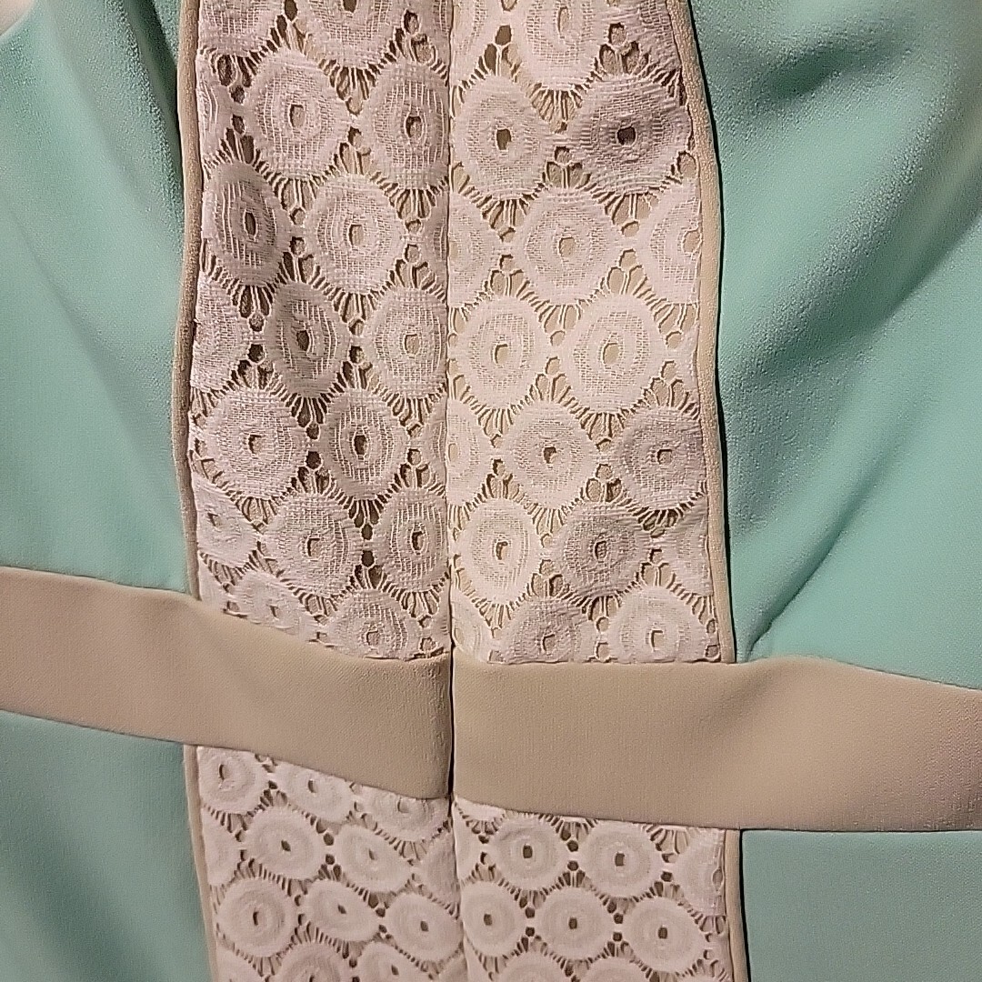 Size 10 Dress Teal, Gray White Sleeveless A Line Lace Accent Studio One New York