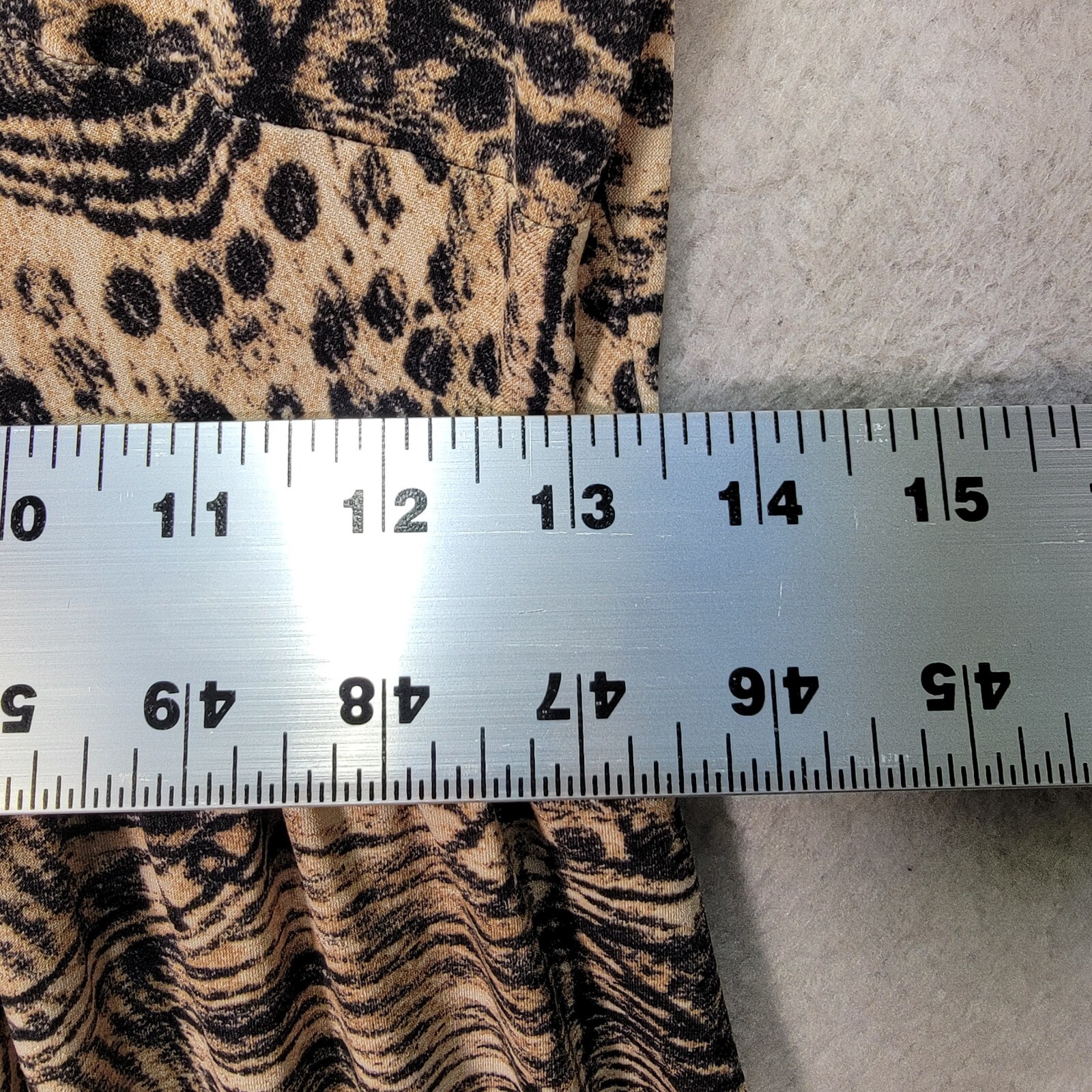 Vtg 90s Max Edition Beige Retro Print Jersey Stretch A Line Womens Dress Size M