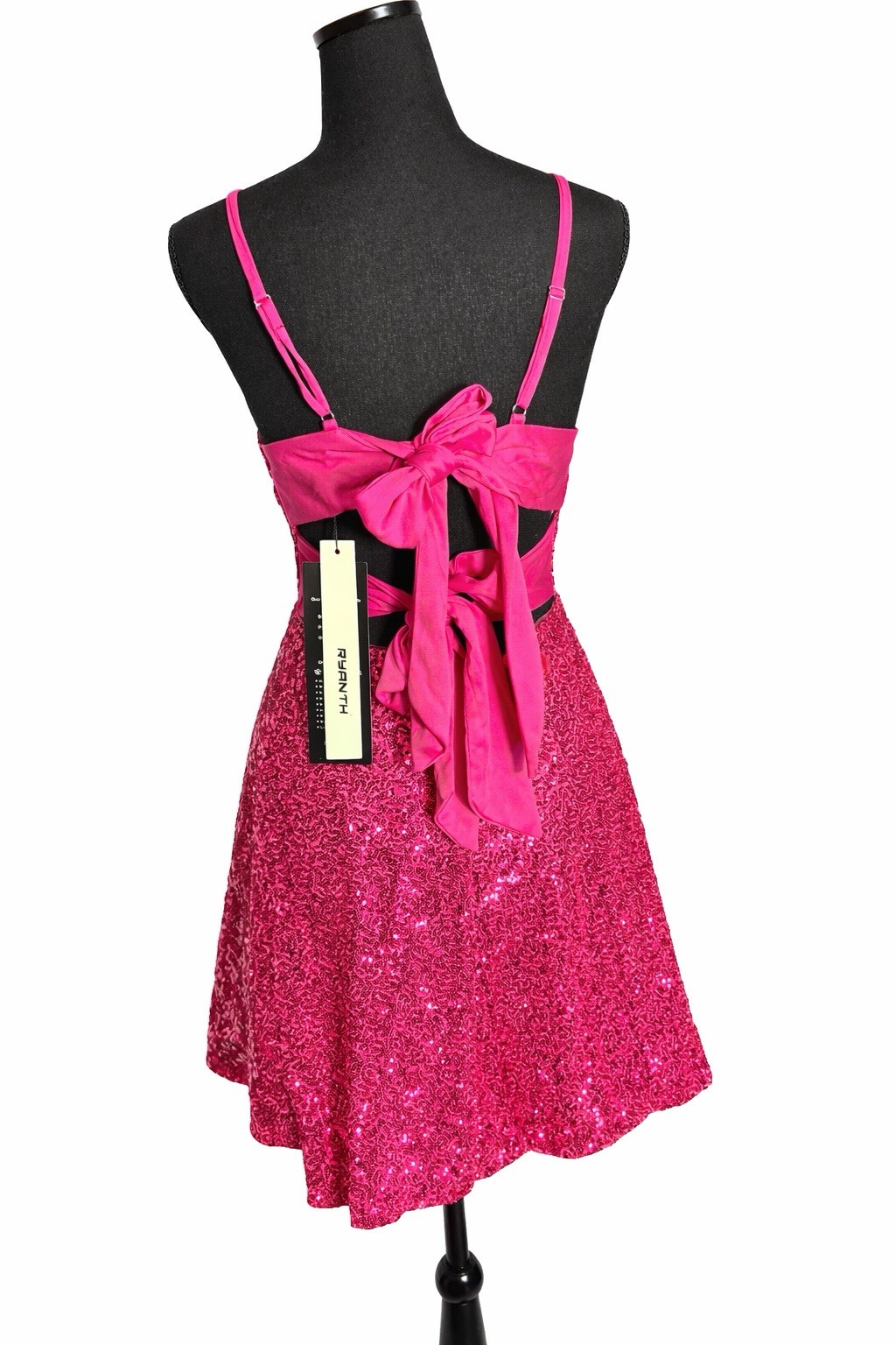 Ryanth Pink Sequin Fit & Flare Dress Size 8 Back Tie Party Formal NWT