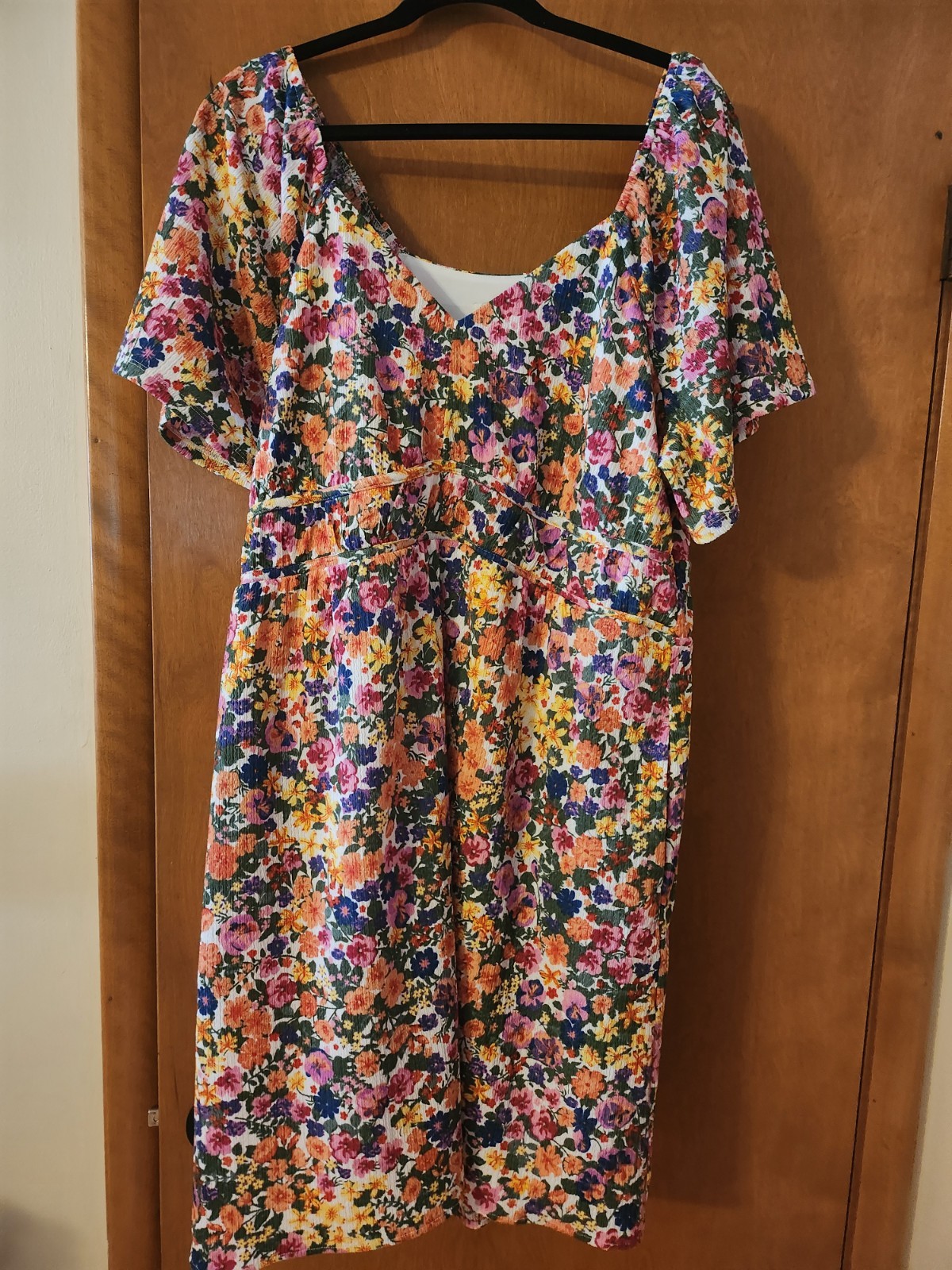 Cato Babydoll Dress Womens 14/16W Multicolor Floral Midi Plus Sweetheart Neck