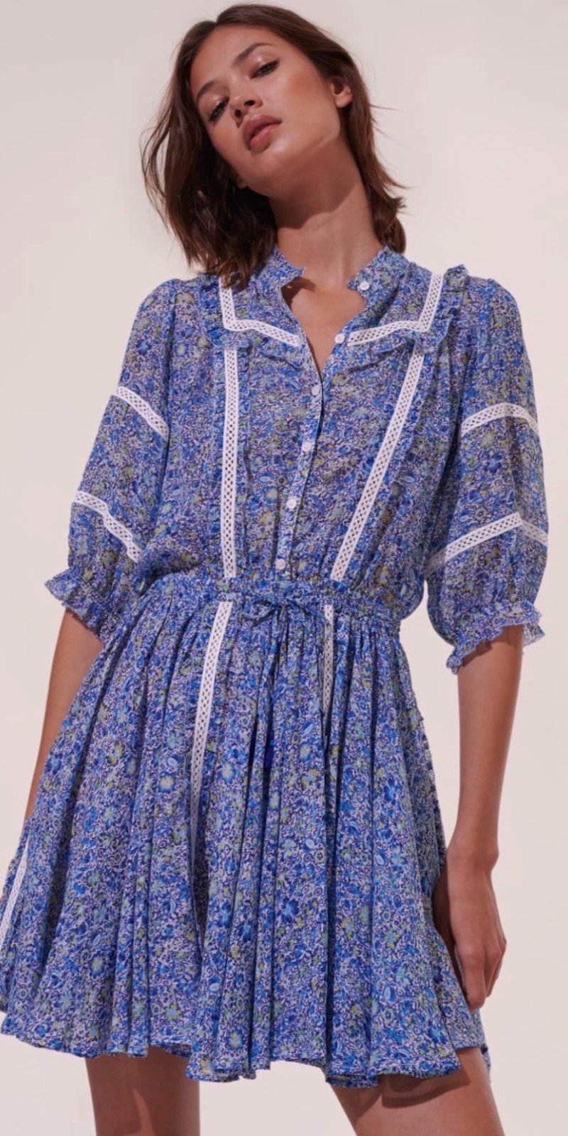 Poupette St Barth Amanda Summer Blue Mini Dress size M