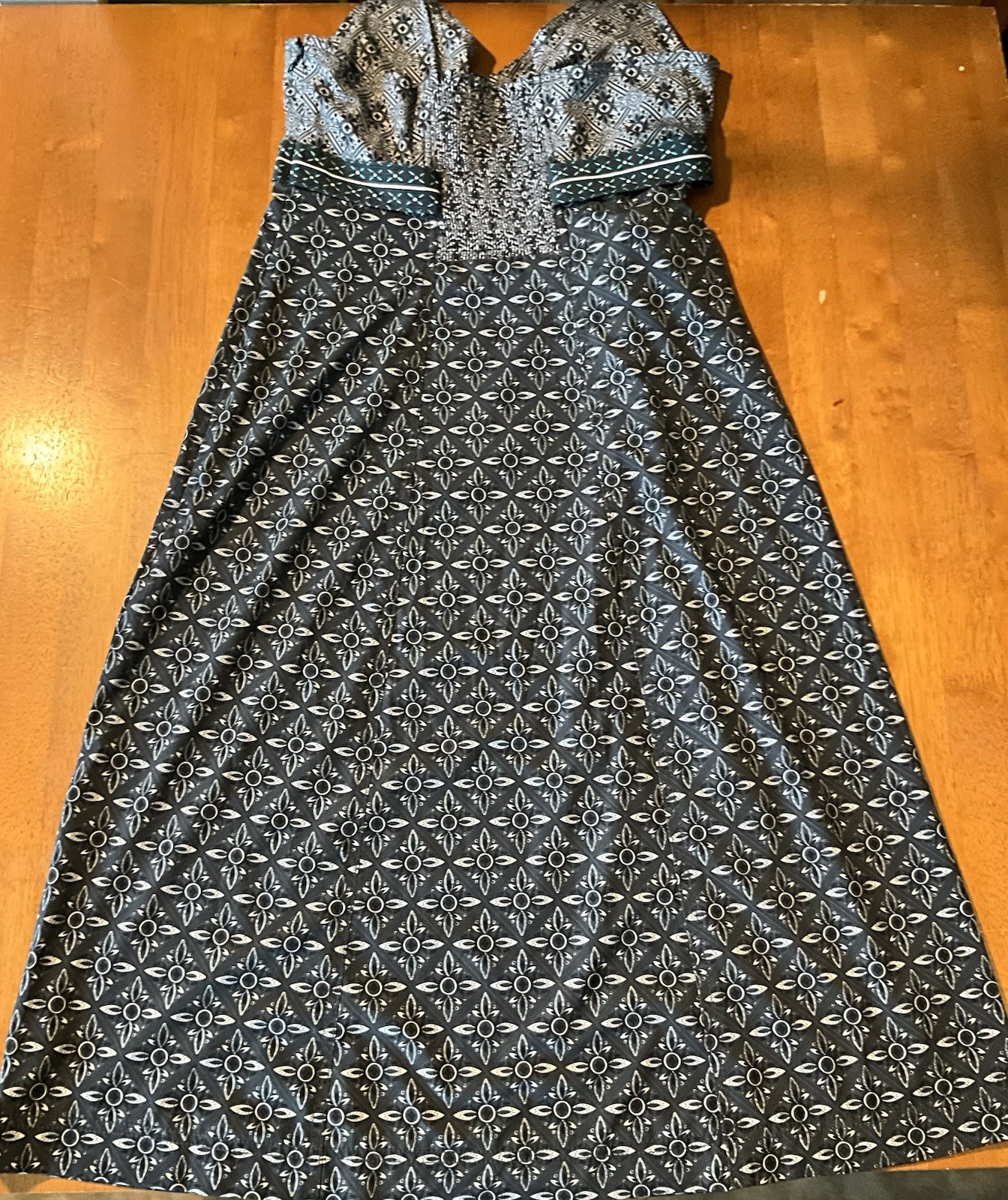 ATHLETA Gray Teal Pack Anywhere Quick Dry Halter Padded Smocked Sun Dress Sz M