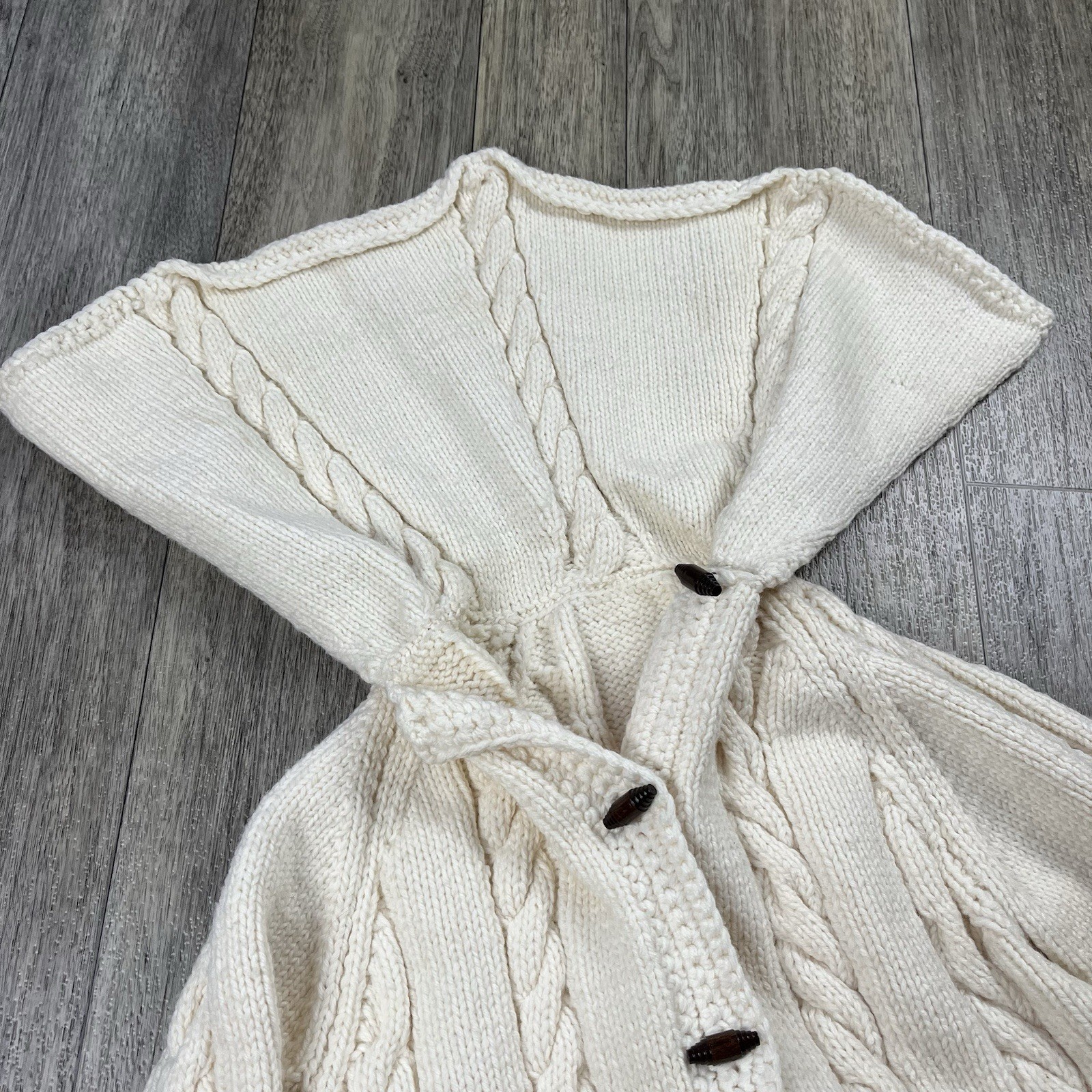 Handmade Vintage Chunky Fisherman Cable Knit Sweater Dress Size S/M Cozy Winter