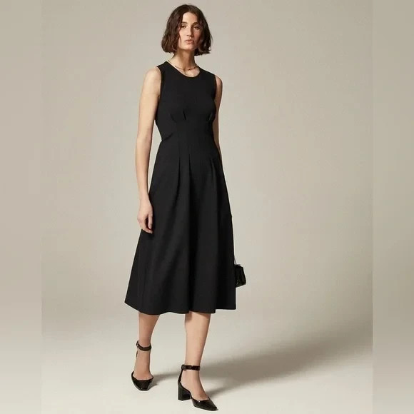 2025 NWT $128 J Crew Nadia Ponte knit midi dress Capsule minimalist Black XL