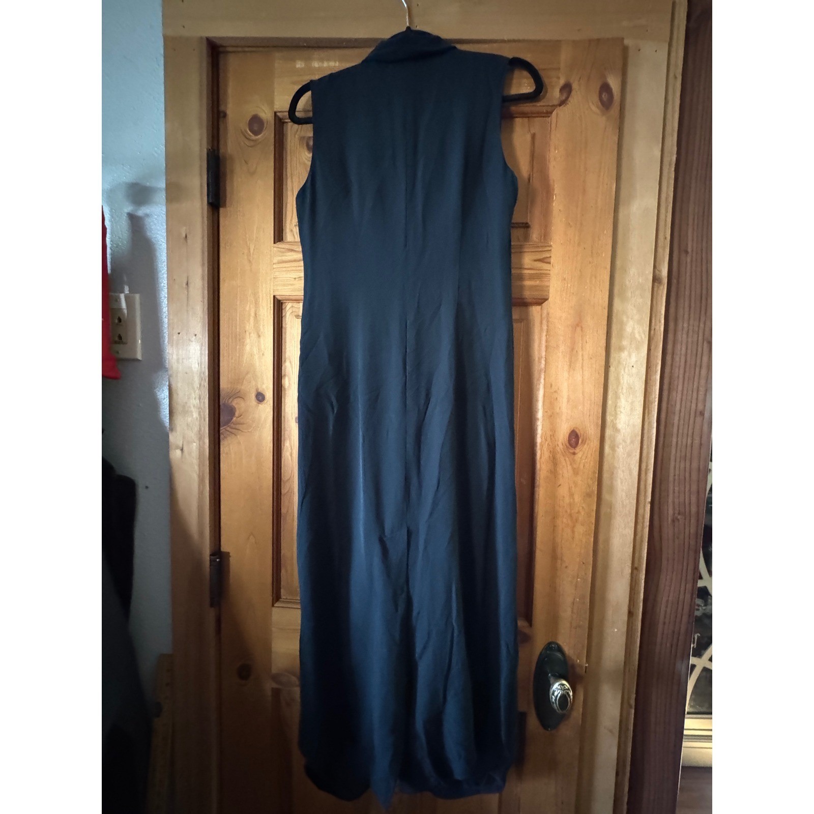 Banana Republic LBD Black 100% Silk Sleeveless Maxi Shirt Dress Size 8