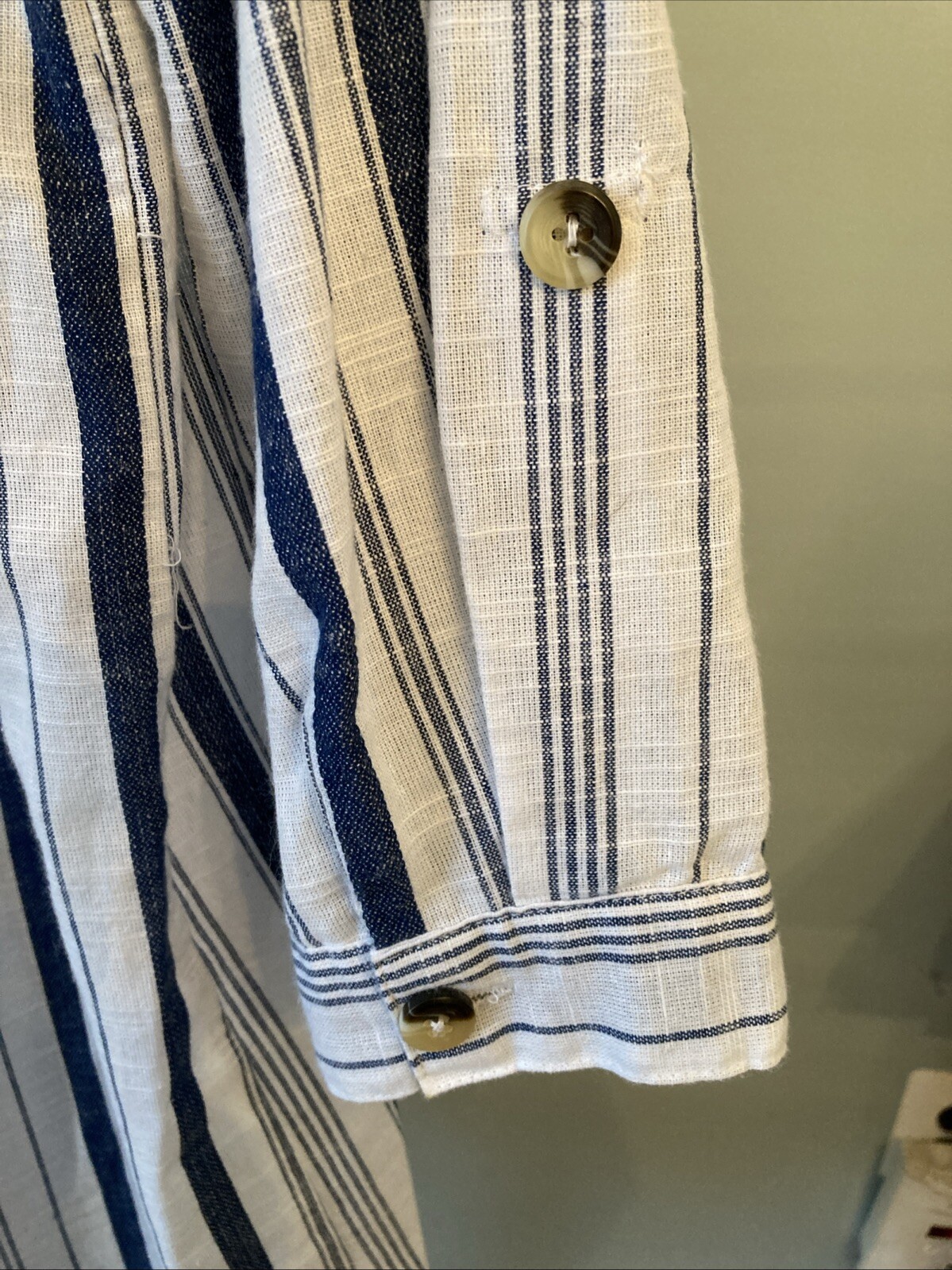 Mile gabrielle Blue and White Striped Shirt Dress Size Small Lightweight Button