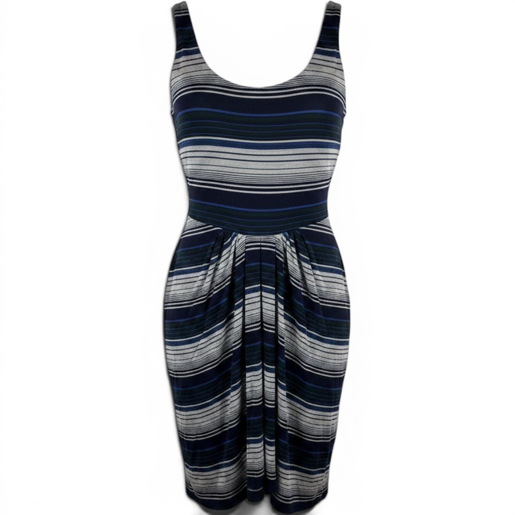 Bailey 44 A Line Column Dress Womens Small Blue Multicolor Striped Sleeveless
