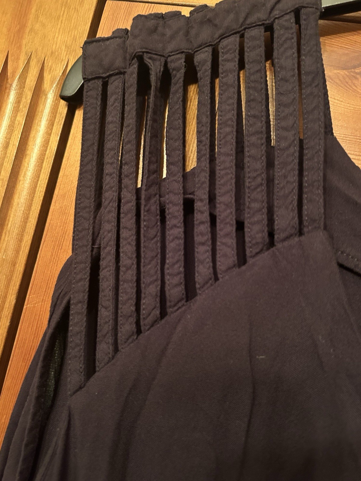 maxi dress black size 28 New Look VGC elastic waist shoulder cut out detail