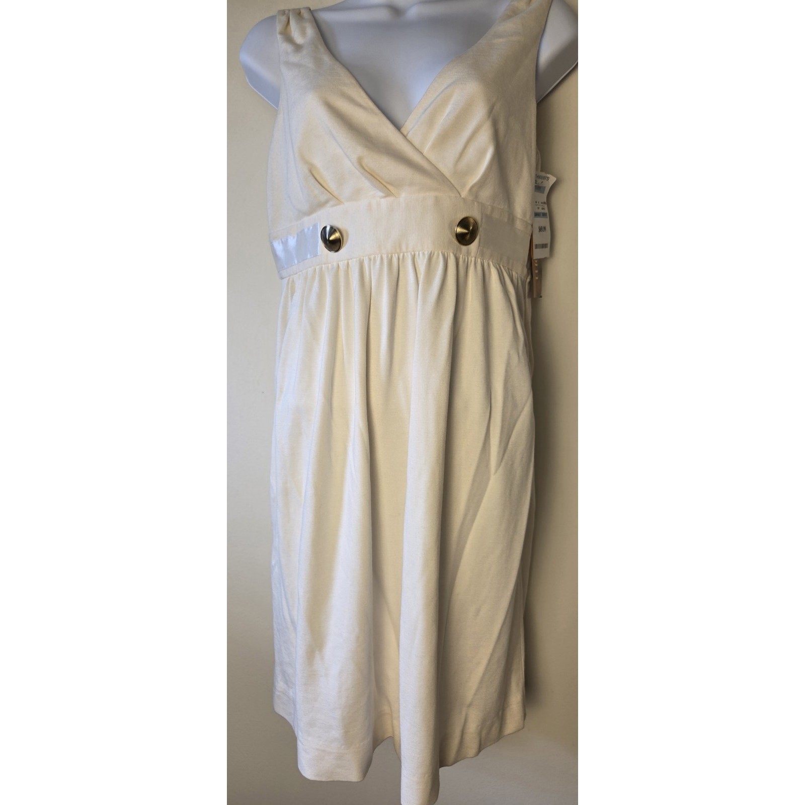 Cynthia Steffe Dress Womens 6 Sleeveless V Neck Ivory Lined Zip Knee Length NWT