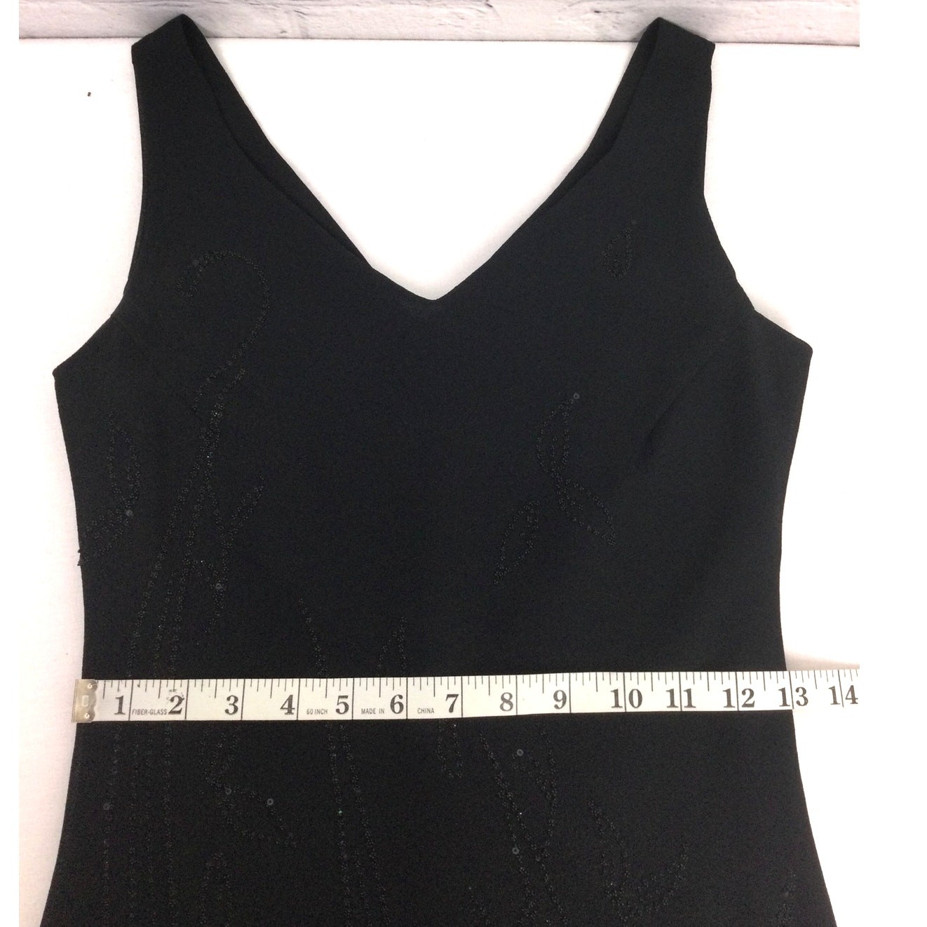 Modern Touch 90s Minimalist Gothic V-neck Bead Sleeveless Bias Cut Midi Dress L
