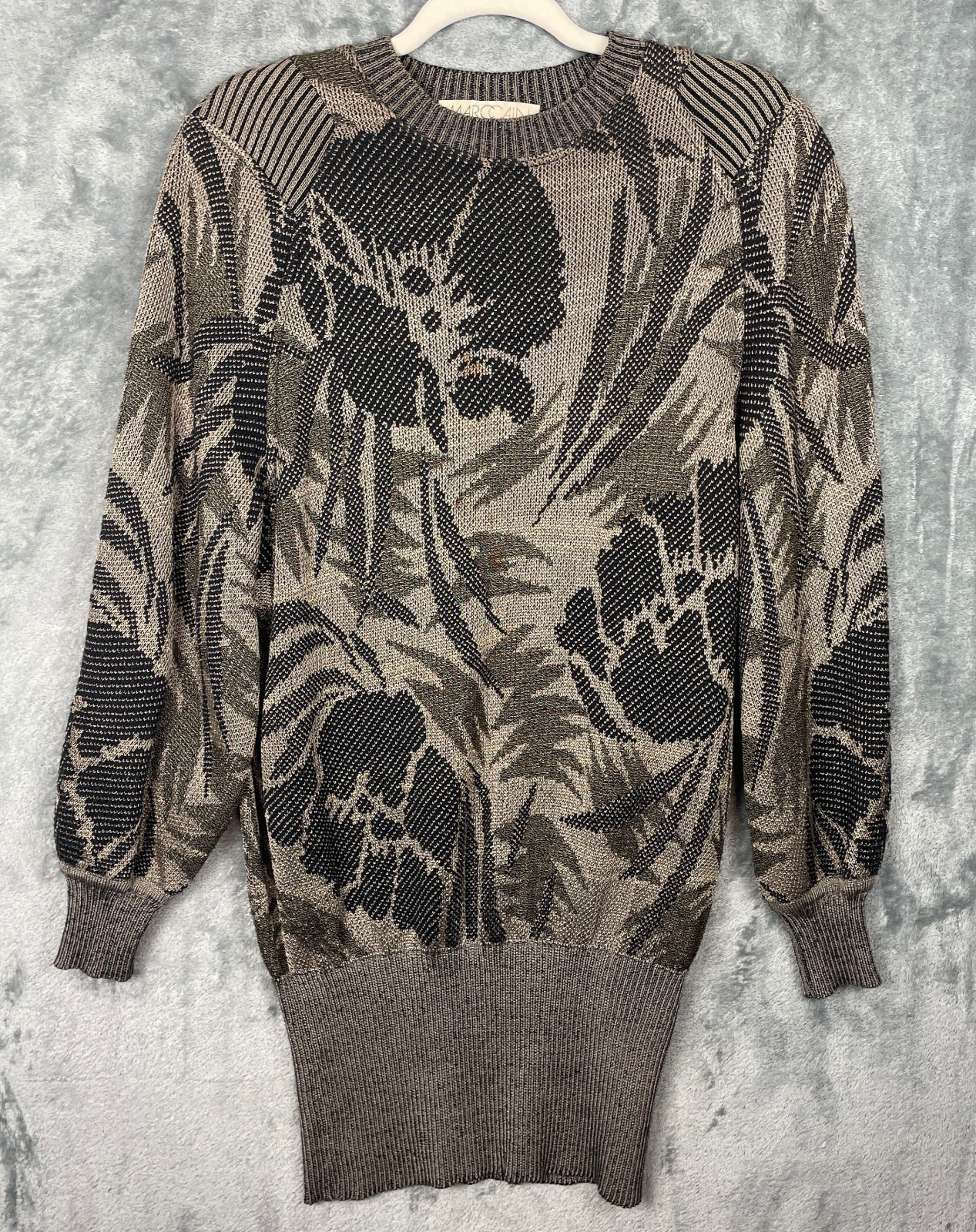 Marc Cain Knit Sweater Dress Womens Medium Floral Neutral Pullover Vintage
