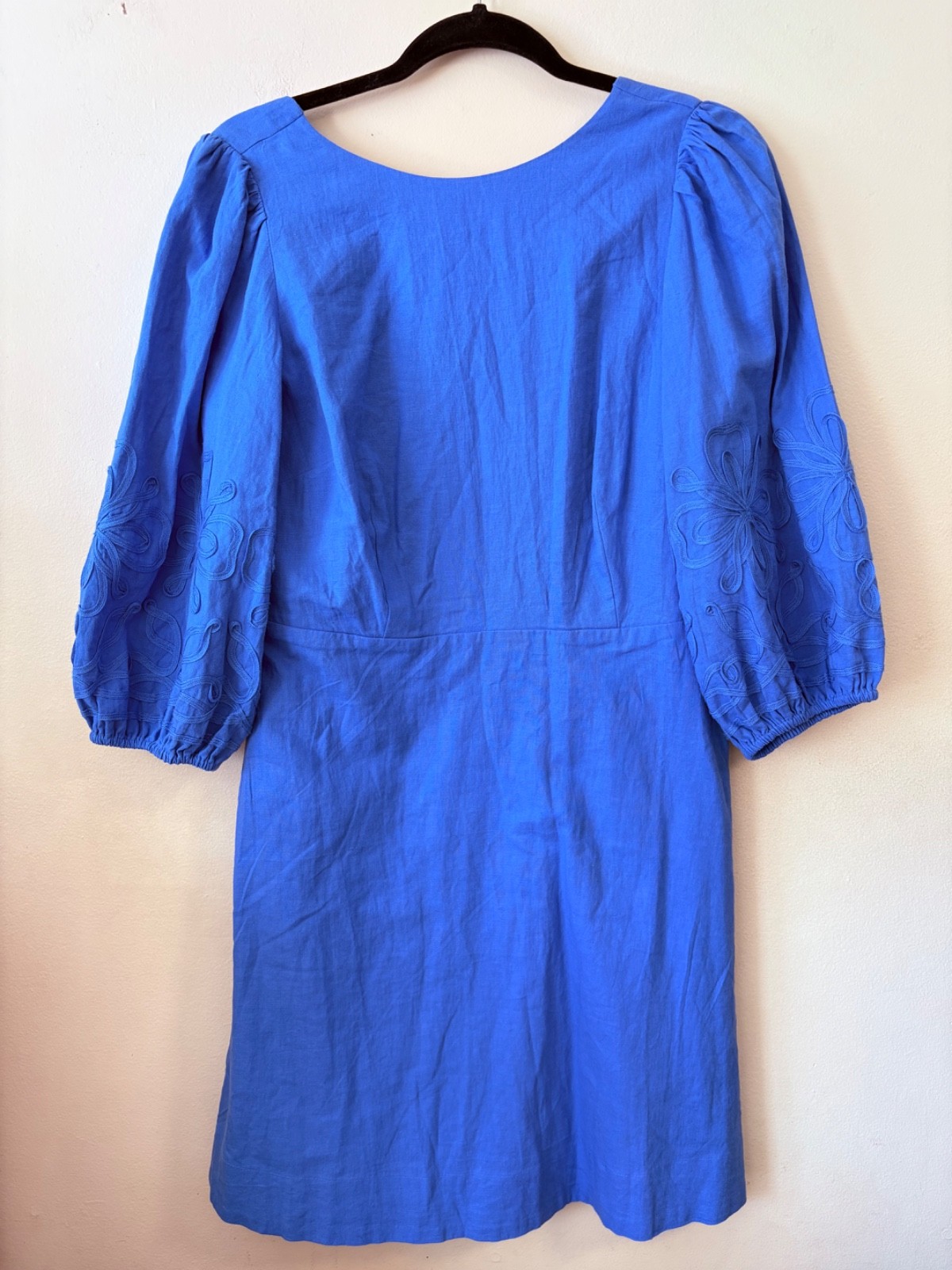 NEW Ann Taylor 8 Coastal Blue Linen Cotton Blend Sheath Dress Classic