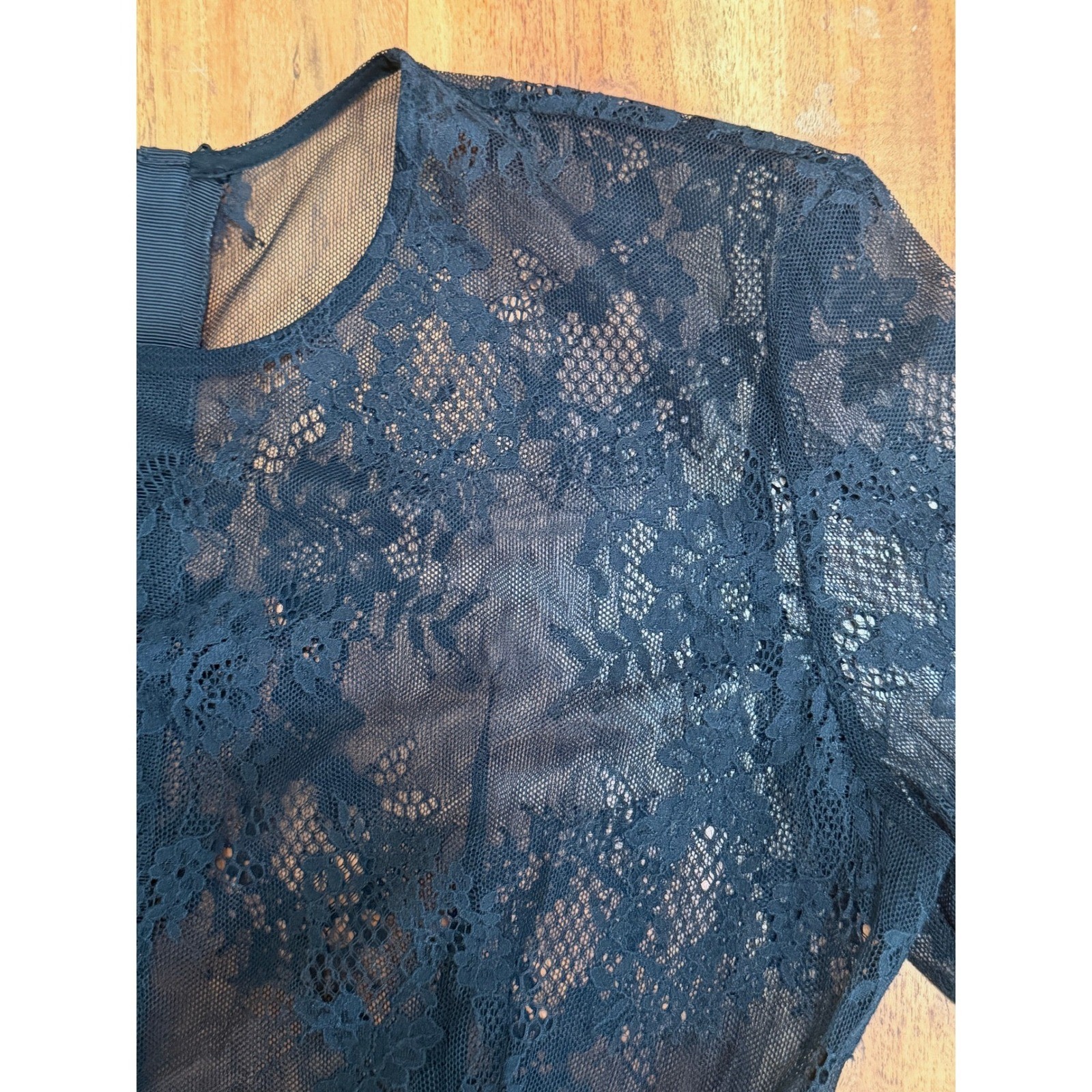 JNBY Womens Sheer Floral Lace Bell Sleeve Midi Dress Gothic Romantic Designer S