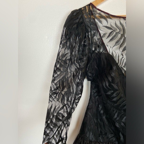 TD4 By Electra Vintage 80s Burnout Lace Cocktail Dress M Whimsigoth Goth Bow USA