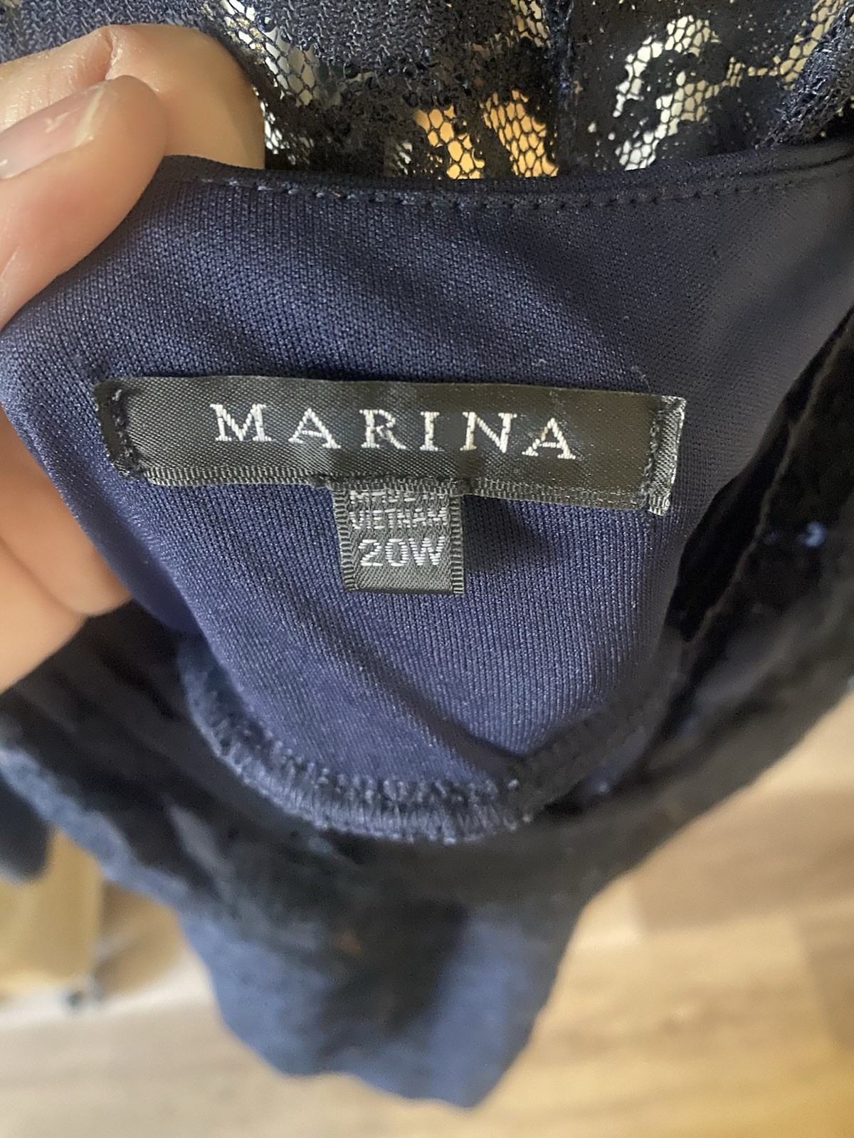 Marina Navy Blue Lace Sequins Dress Size 20