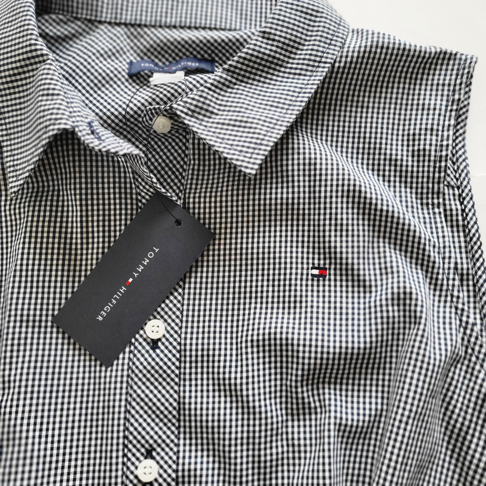 Tommy Hilfiger Button Front Woven Cotton Dress Womens Size 8 Plaid