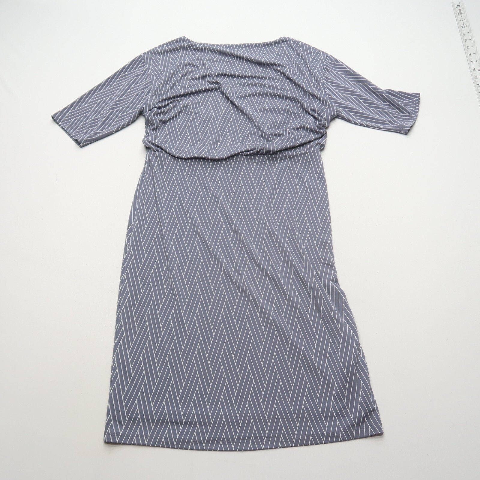 Ann Taylor Womens Shift Dress Medium Blue Non Wrinkle Travel 3/4 Sleeves