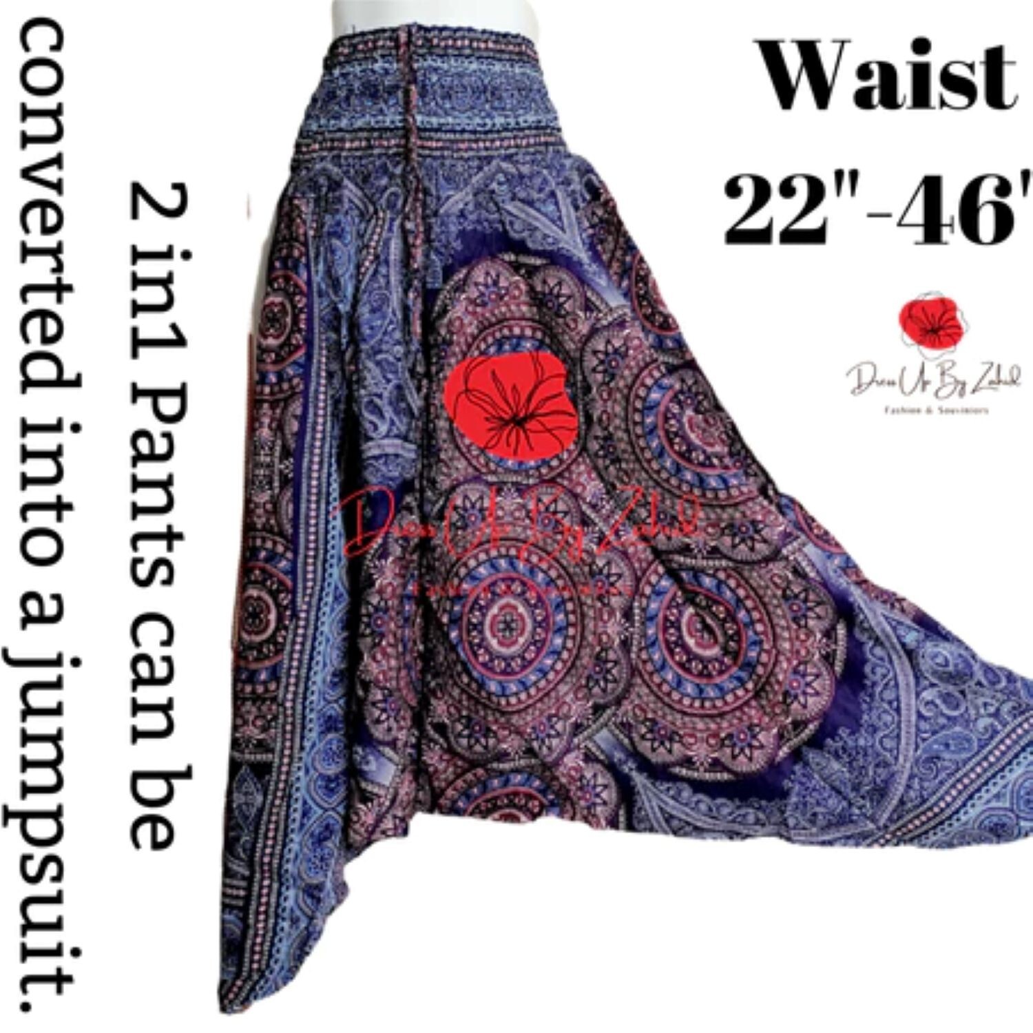Magical Low Cut Aladdin Pants can be converted into a jumpsuit. Get 3 pieces