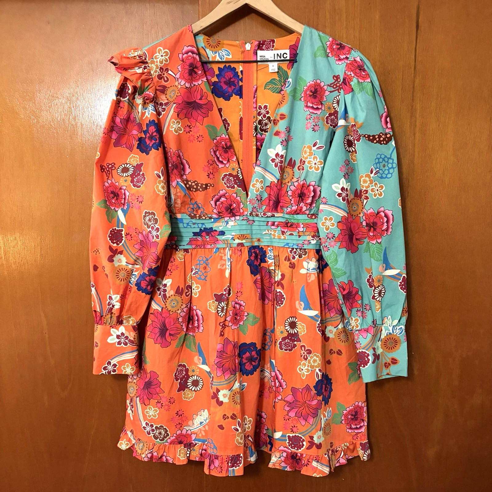 Misa Hylton x INC Floral Long Sleeve Mini Dress Size XL