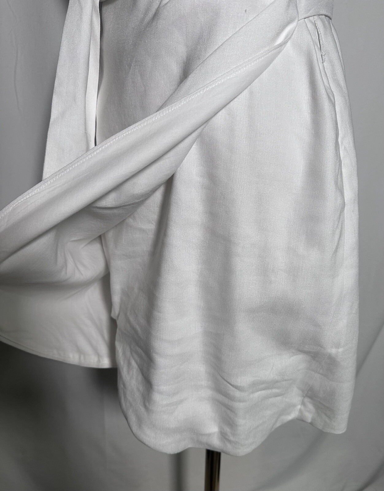 Gianni Bini Sheath Dress Wrap 4 Linen Blend Belt Spaghetti Straps White NW $129