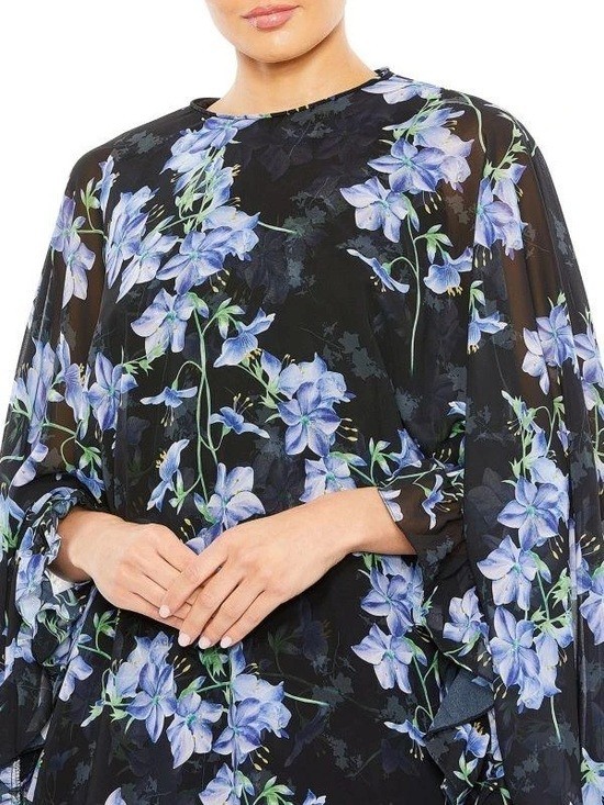NWT Ieena Mac Duggal Floral Cape Mini Shift Dress 56028 Sz 2