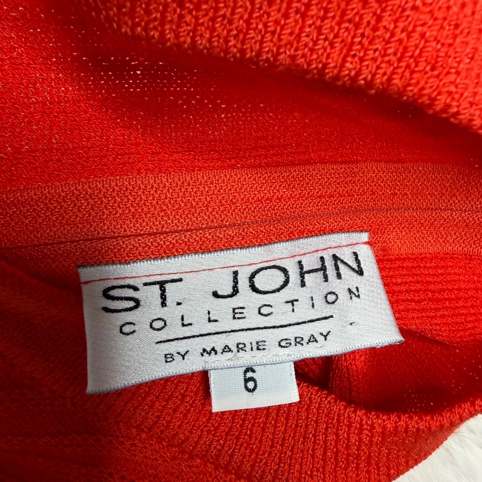 St John Collection Orange Ribbed Sleeveless Santana Knit Sheath Dress Size 6