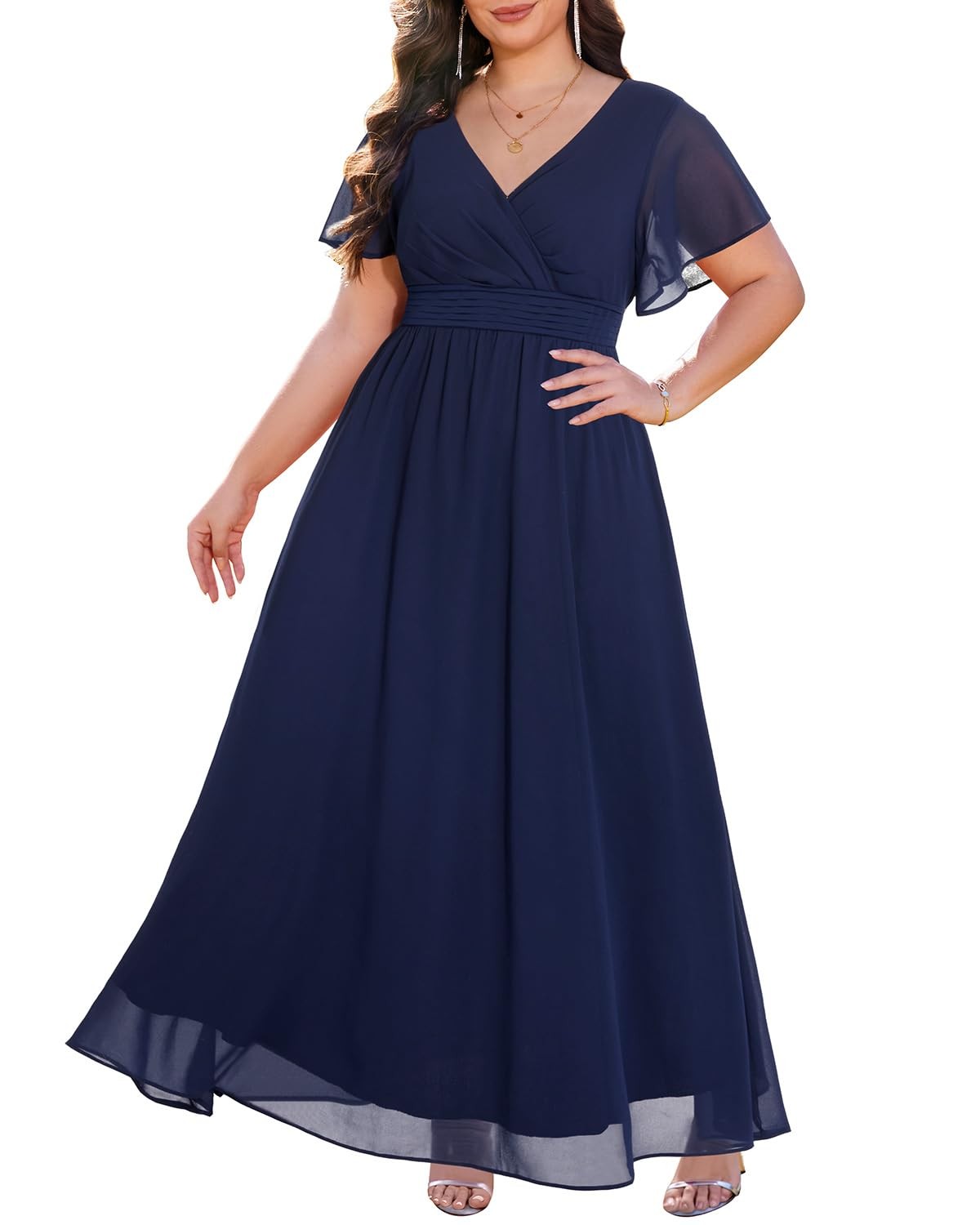Talisea Navy Blue Dress for Women Plus Size Bridesmaid Mother of Bride 2025 18W