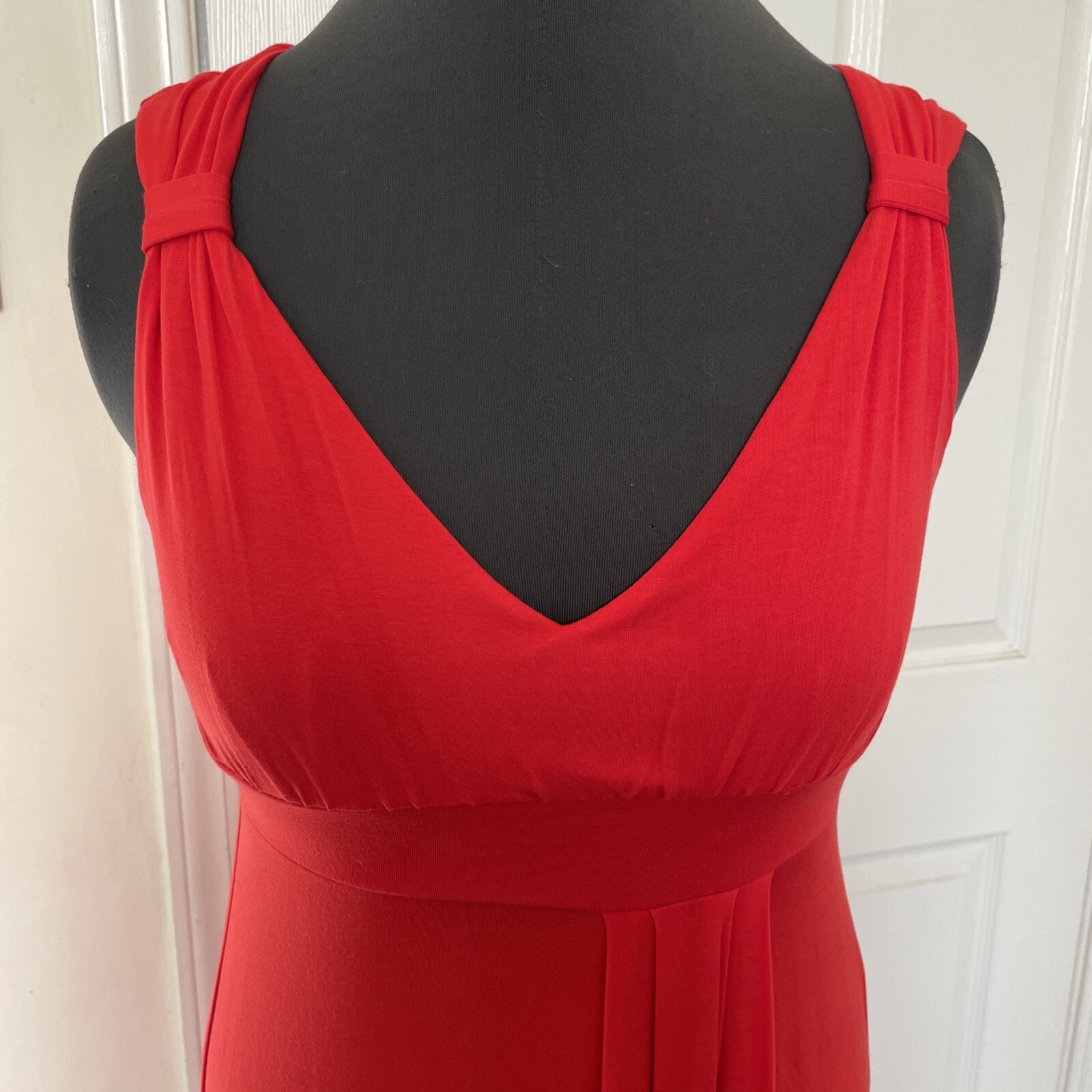Boston Proper Sleeveless V-neck Flowing Jersey Red High Low Maxi Dress Sz Small