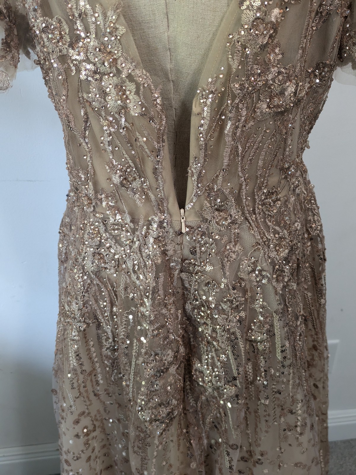 Mac Duggal Embellished Butterfly Fit & Flare Tea-Length Dress Size 12 Wedding
