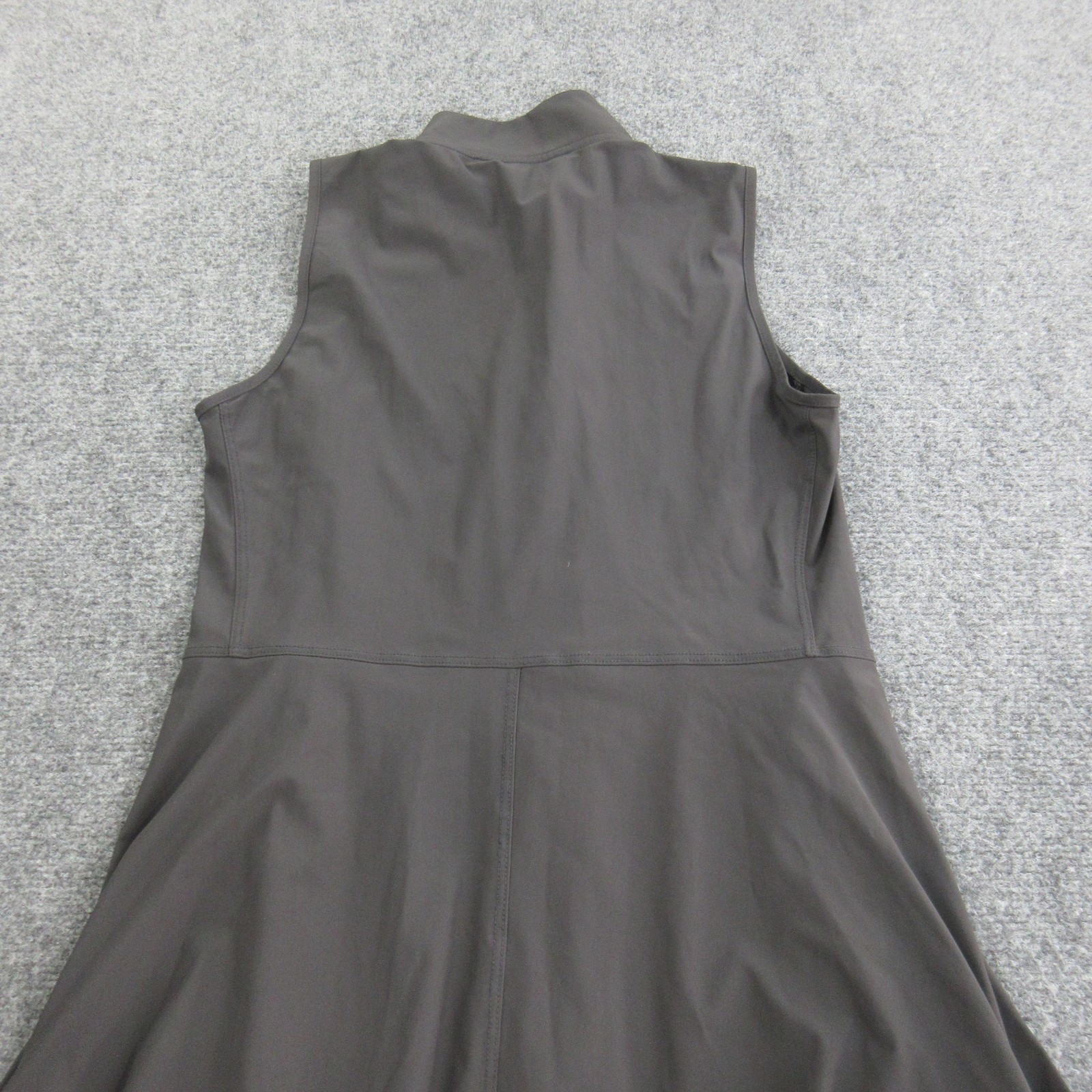 Sun Light Dress Womens 2 Gray Sleeveless Zip Front Long Swing Trapeze High Neck