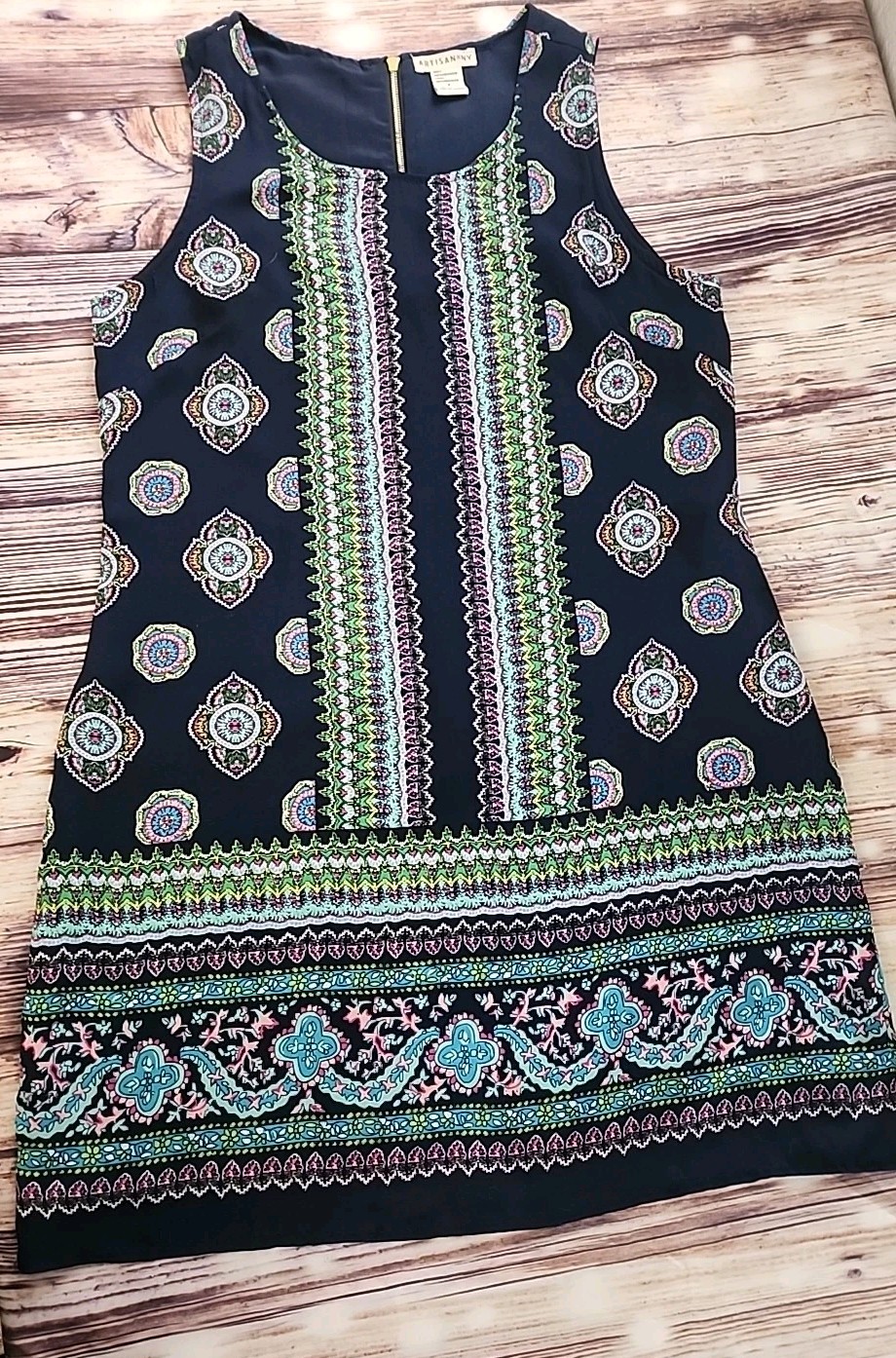 Wedding Guest Midi Dress 4 Boho Artisan NY Shift Mod Bohemian Sleeveless Retro