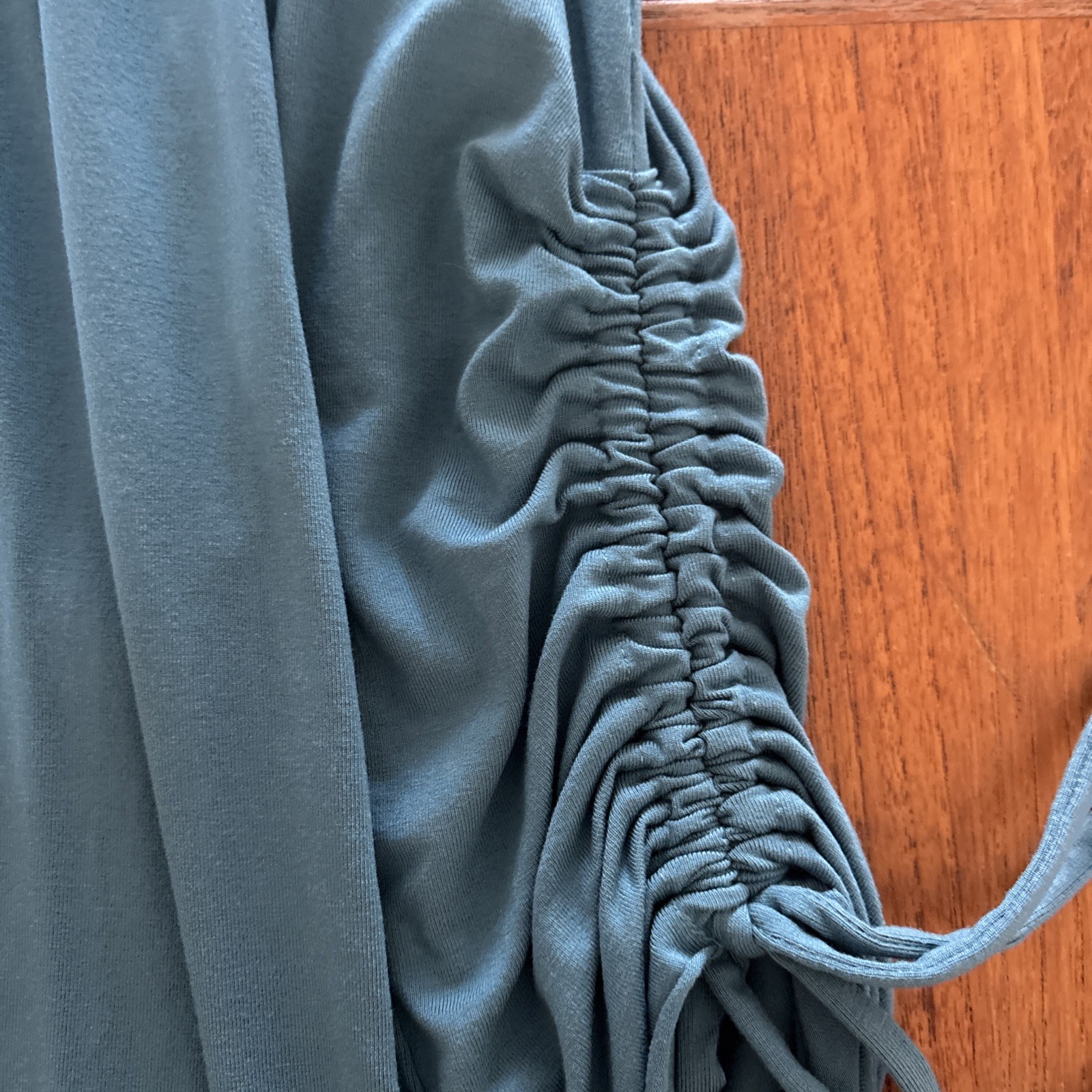 Ruby Jane Chloe Jersey Dress Sz L Pockets Fiji Blue Cowl Lagenlook USA Excellent