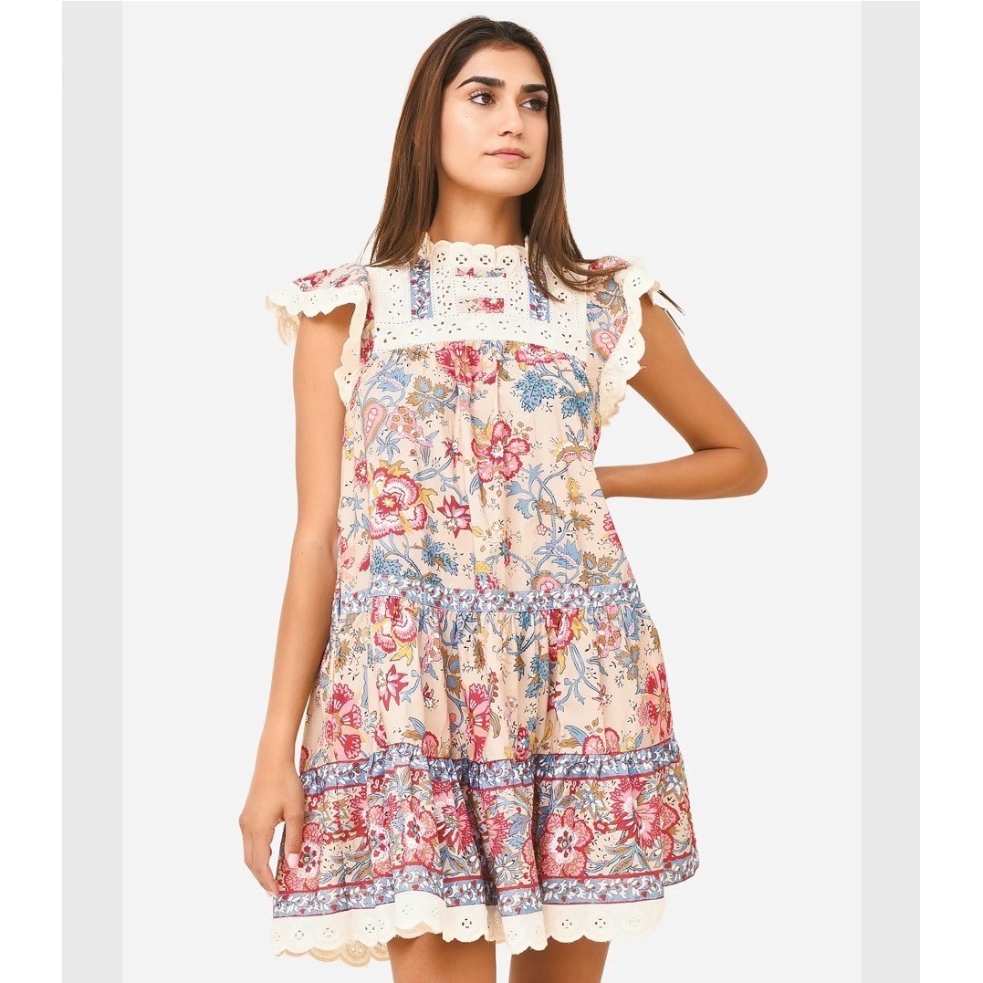 SEA New York Tess Floral Eyelet Lace Tunic Dress Cream NWT Size M