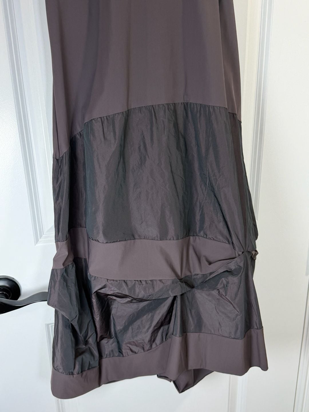 Sun Light Paris Corset Tie Back Paneled Mixed Media Midi Dress