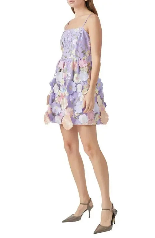 Endless Rose Lilac Purple Floral Embroidered Minidress Size Small $250